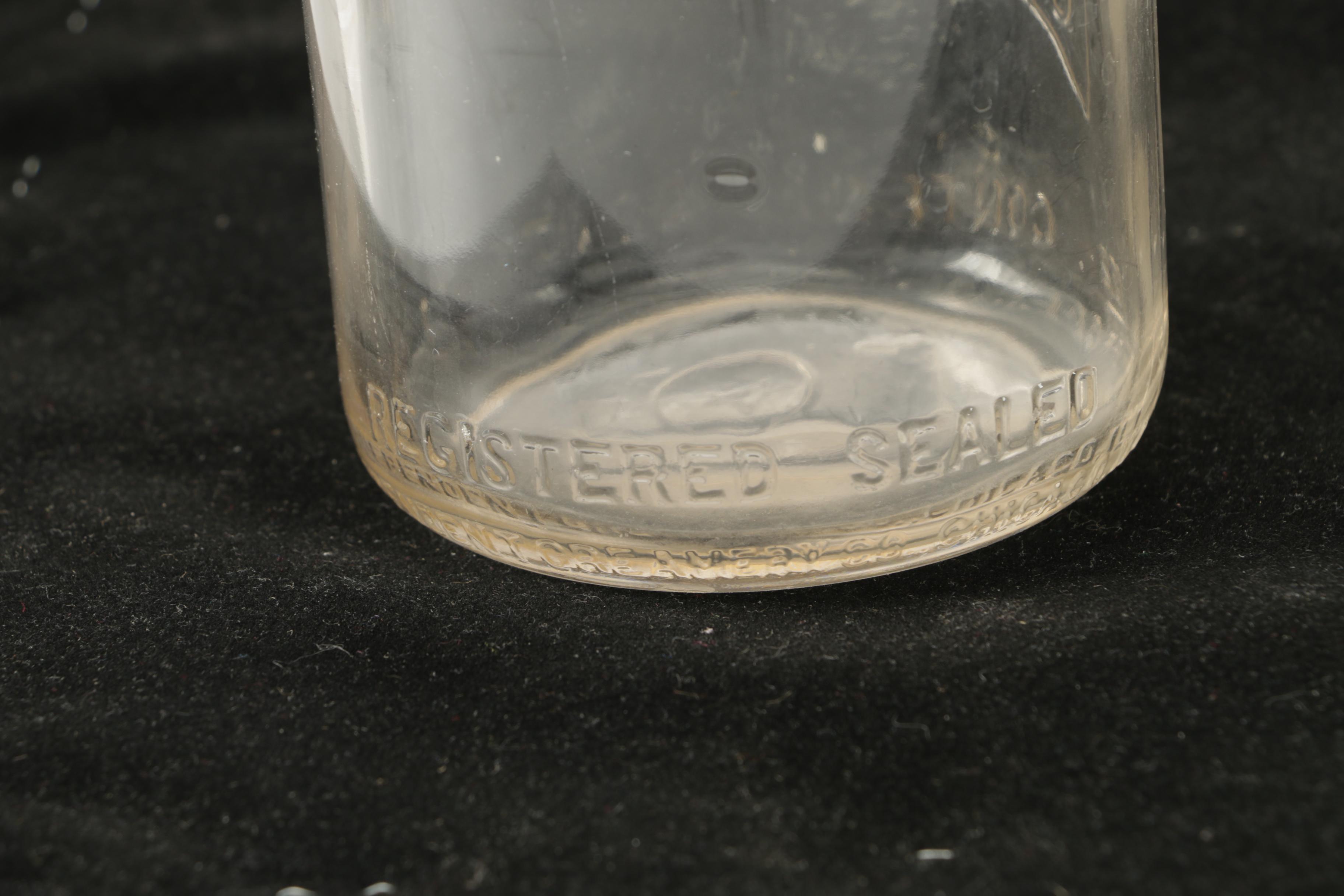 Vintage Glass Milk Bottles With Basket