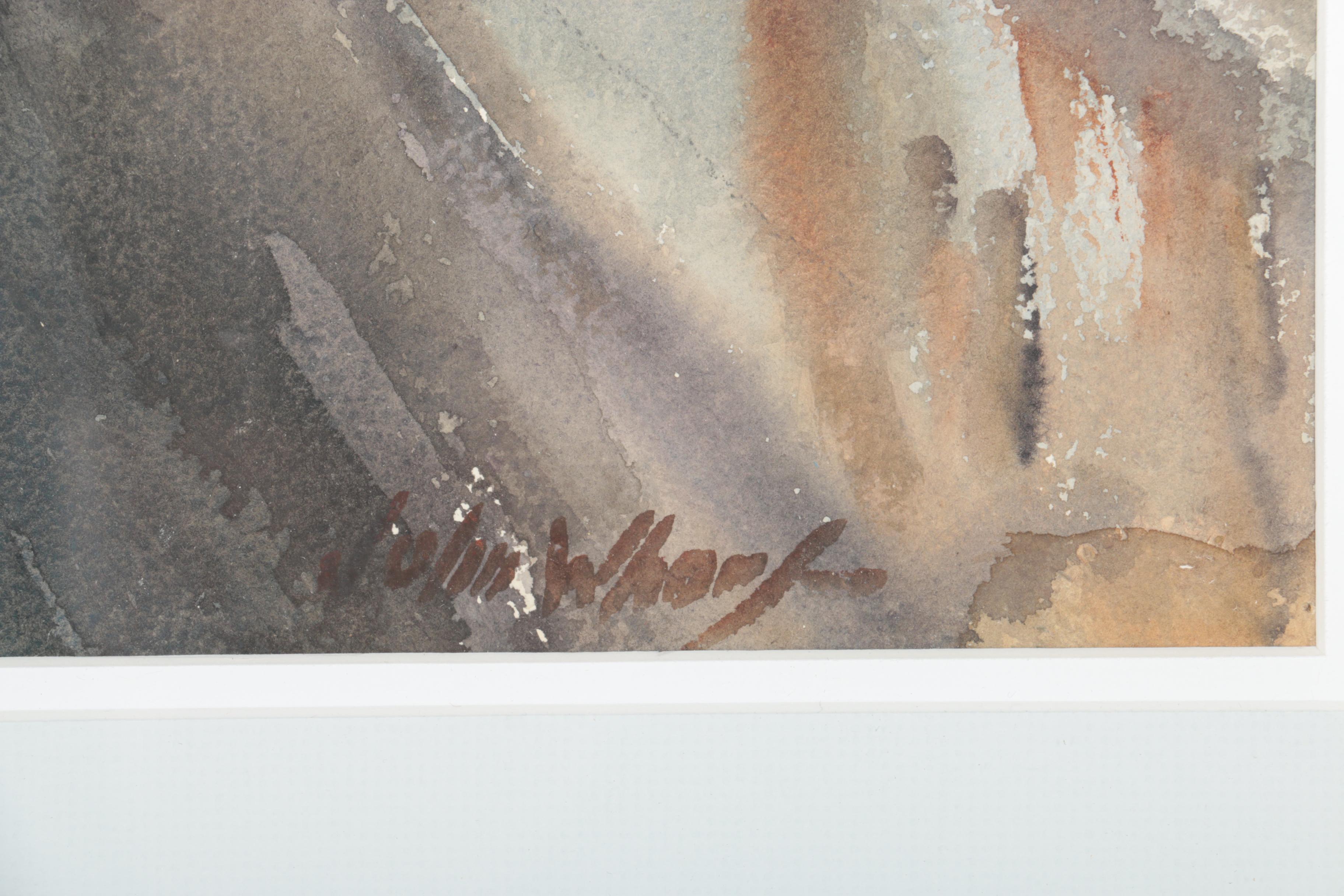 John Whorf Watercolor of Waves Crashing Onto the Deck of a Ship