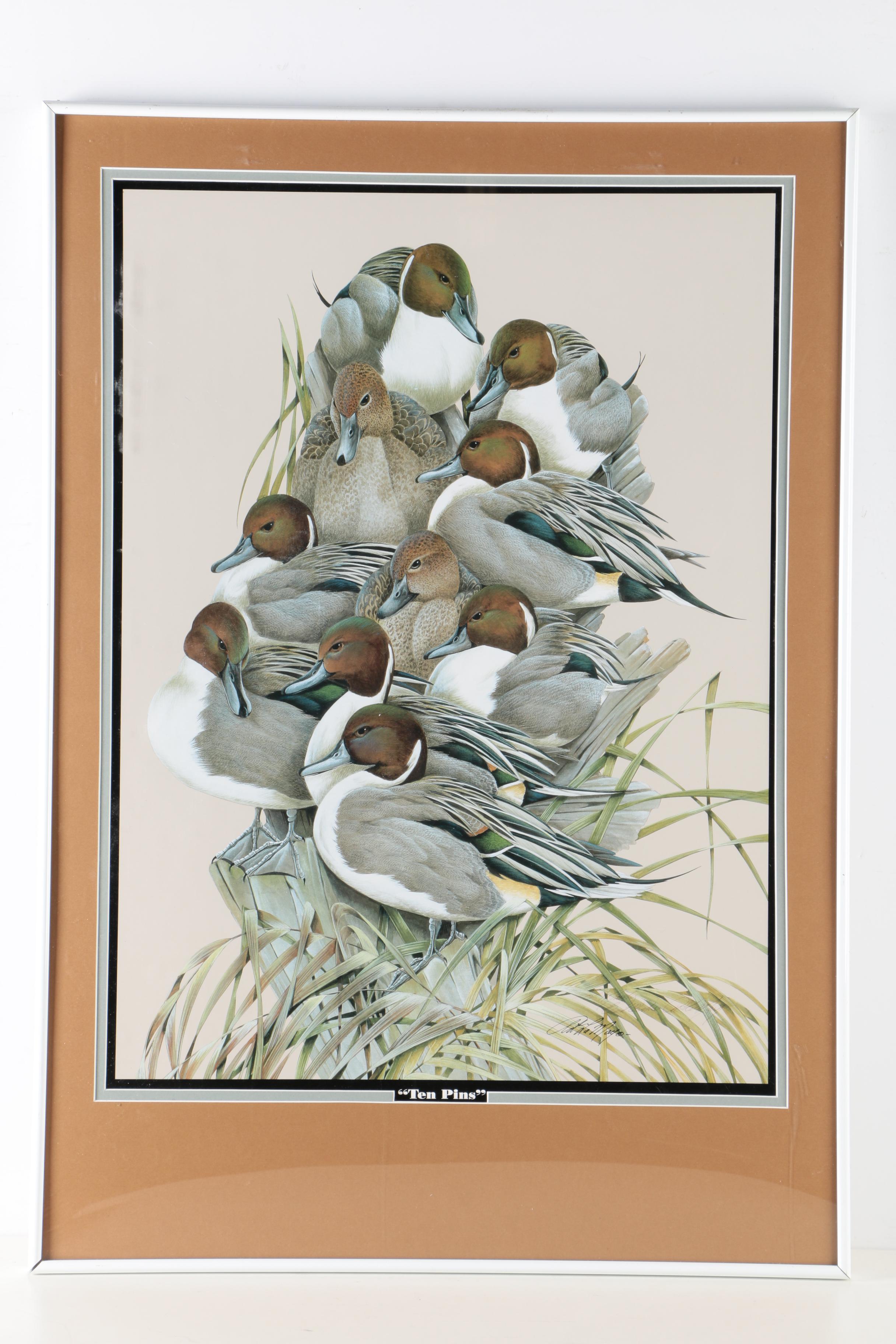 Offset Lithographs After Art LaMay Including 1999 Waterfowl Festival Poster "Ten Pins"