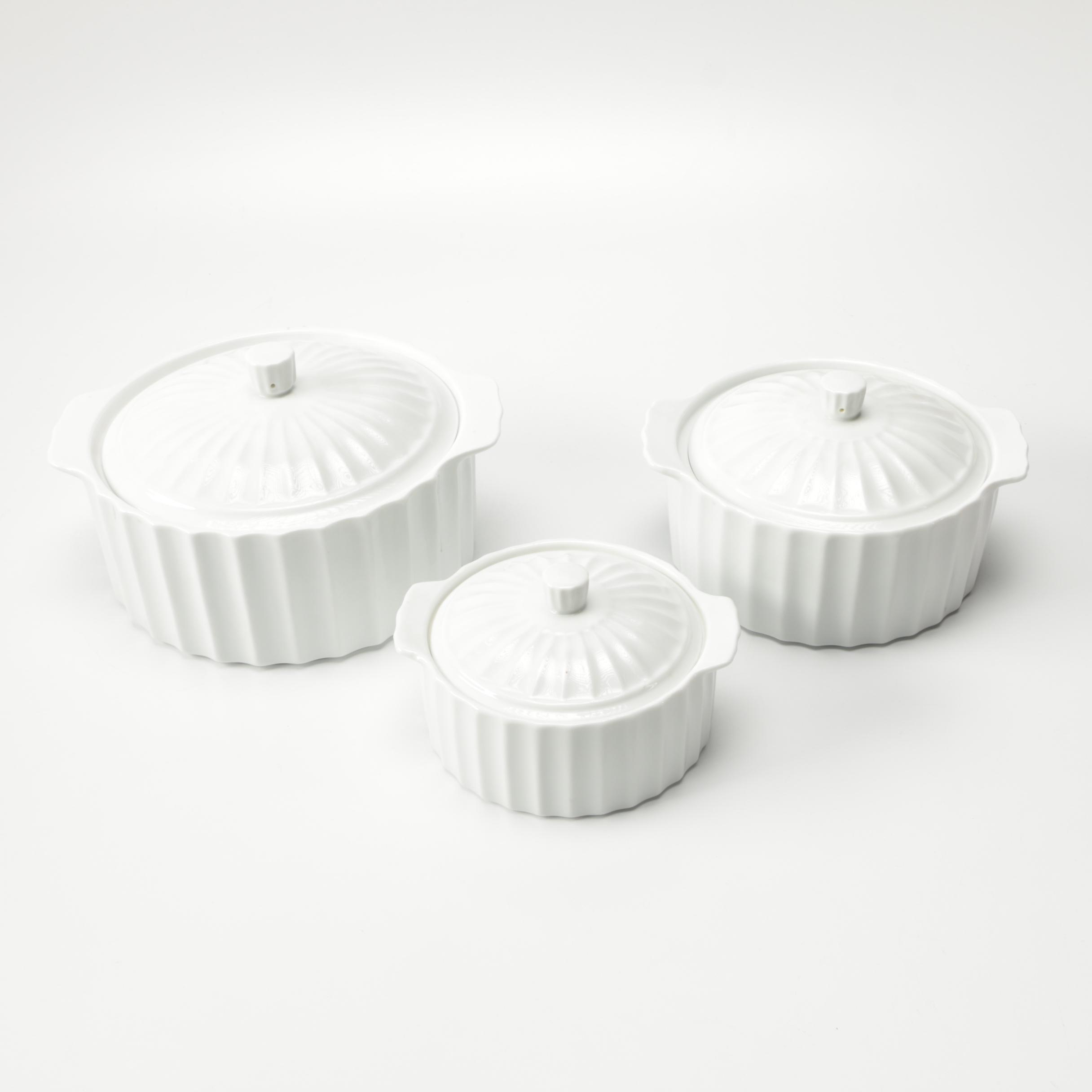 White Lidded Casserole Dishes