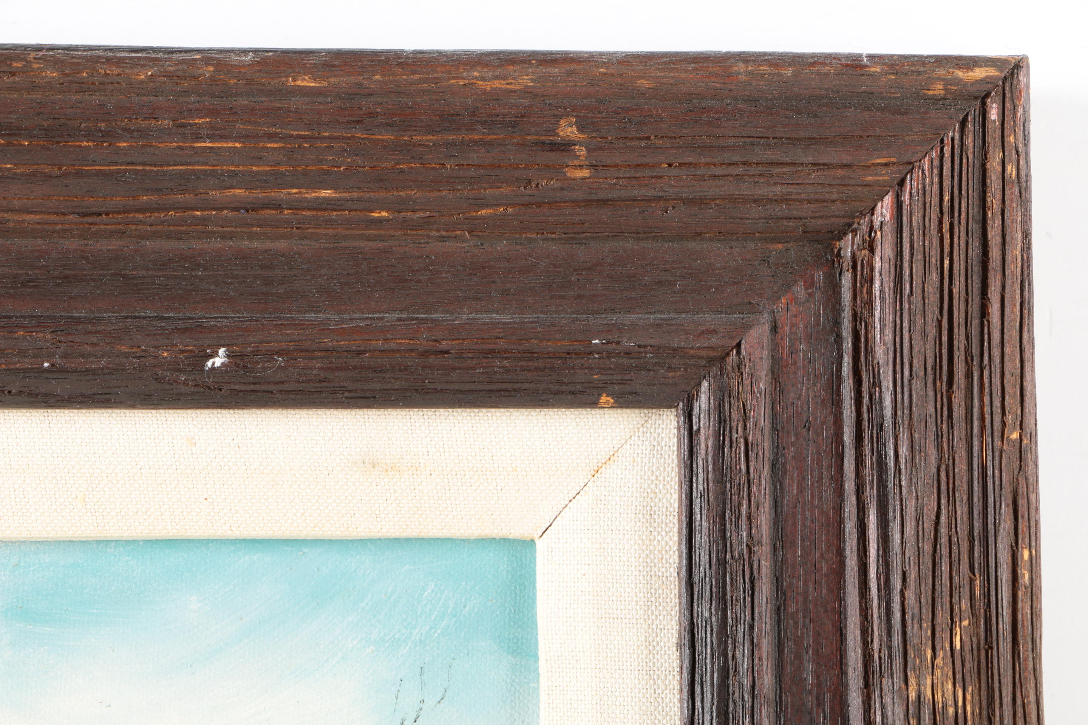 1970s Oil on Canvas Board of Rural Landscape Scene