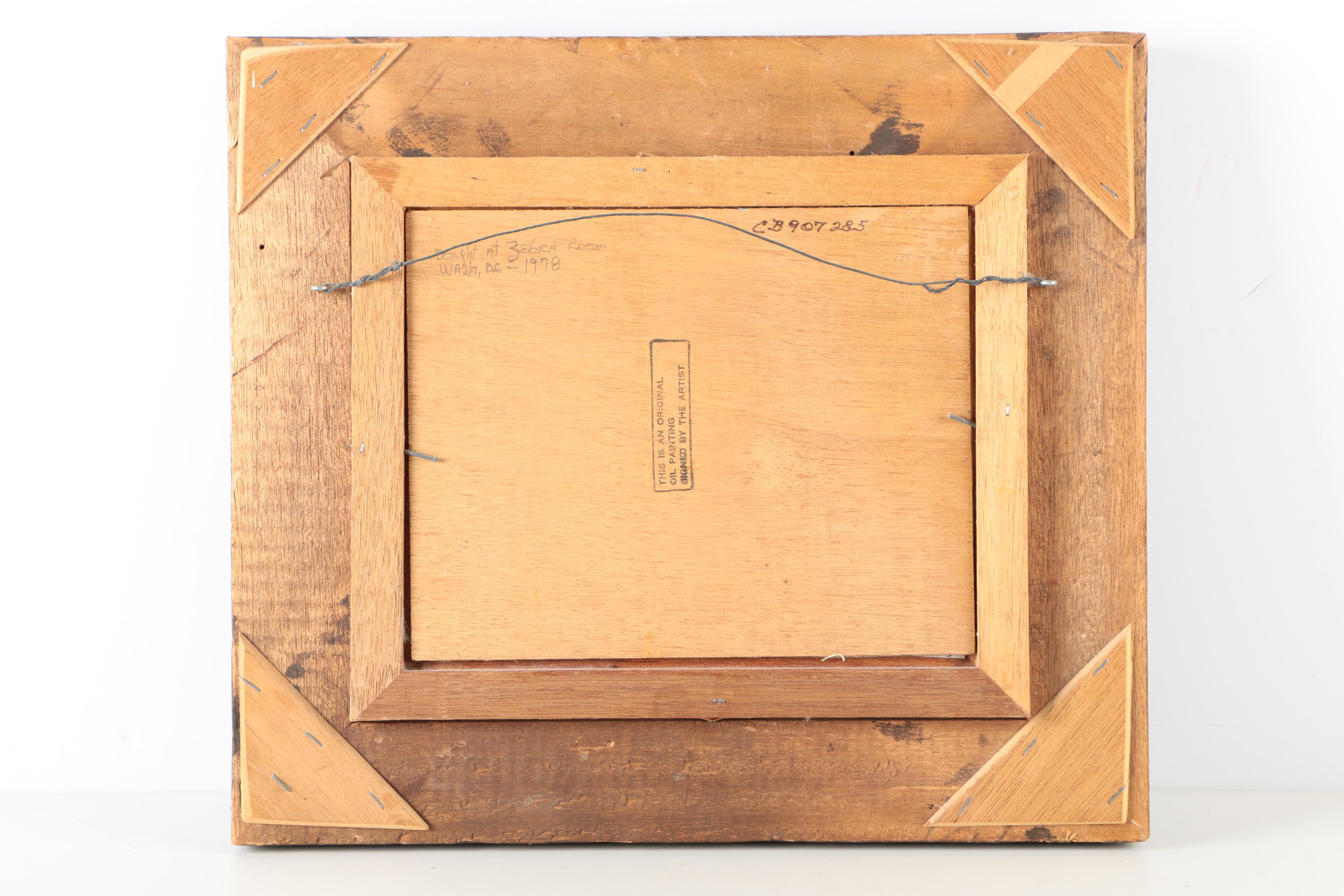 1970s Oil on Canvas Board of Rural Landscape Scene