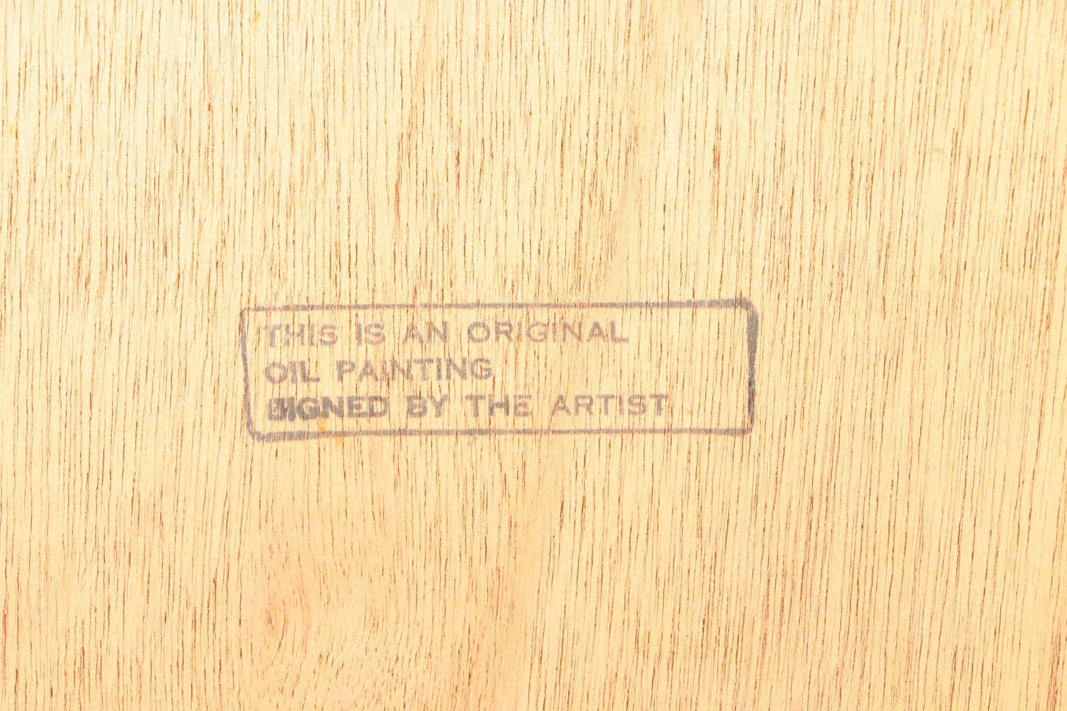 1970s Oil on Canvas Board of Rural Landscape Scene