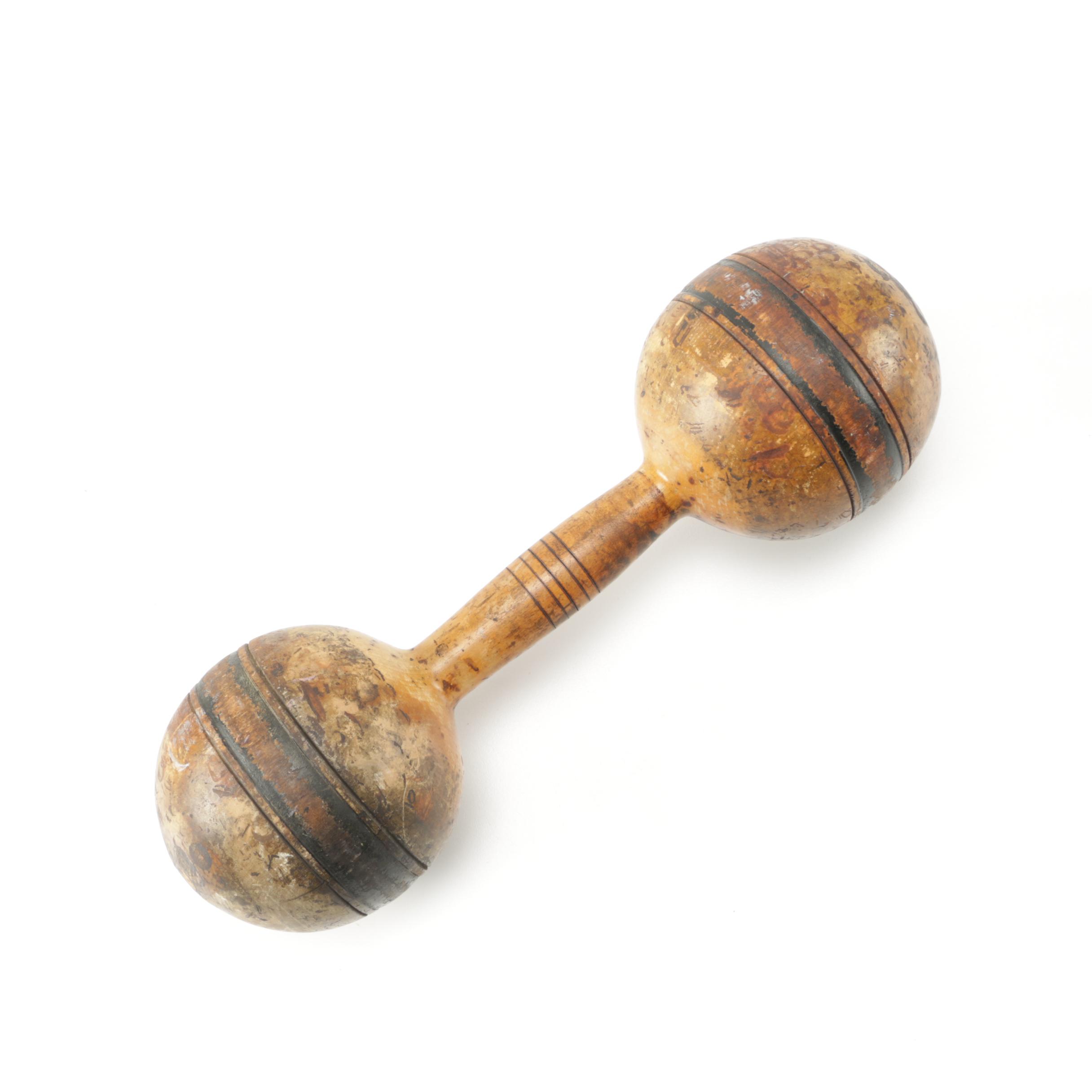 Antique Spalding Wooden Dumbbell