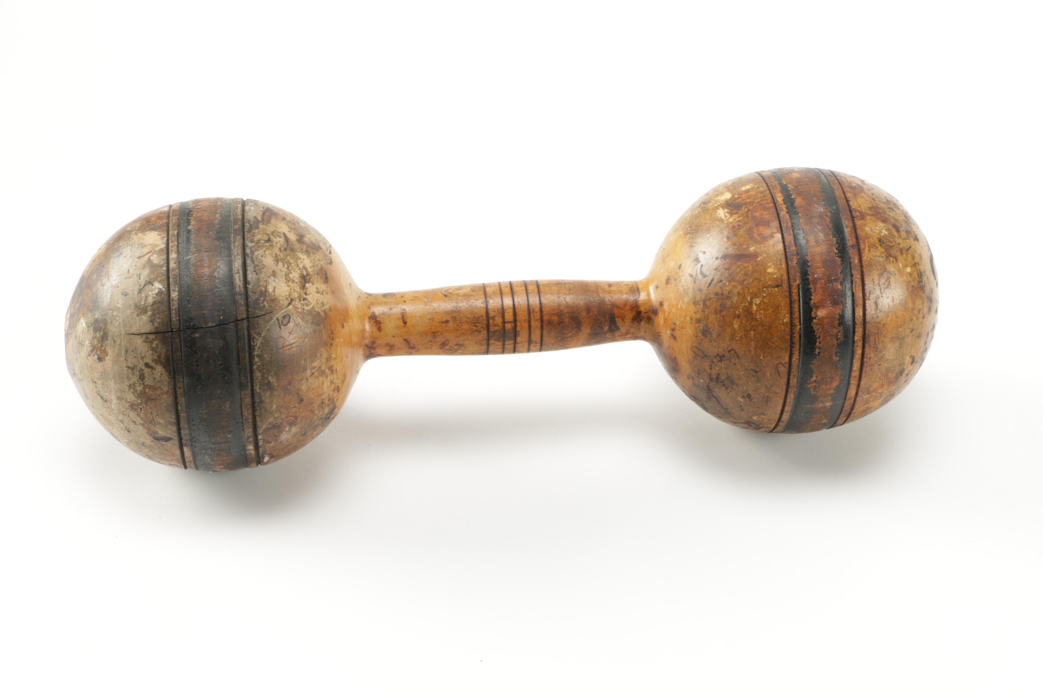 Antique Spalding Wooden Dumbbell