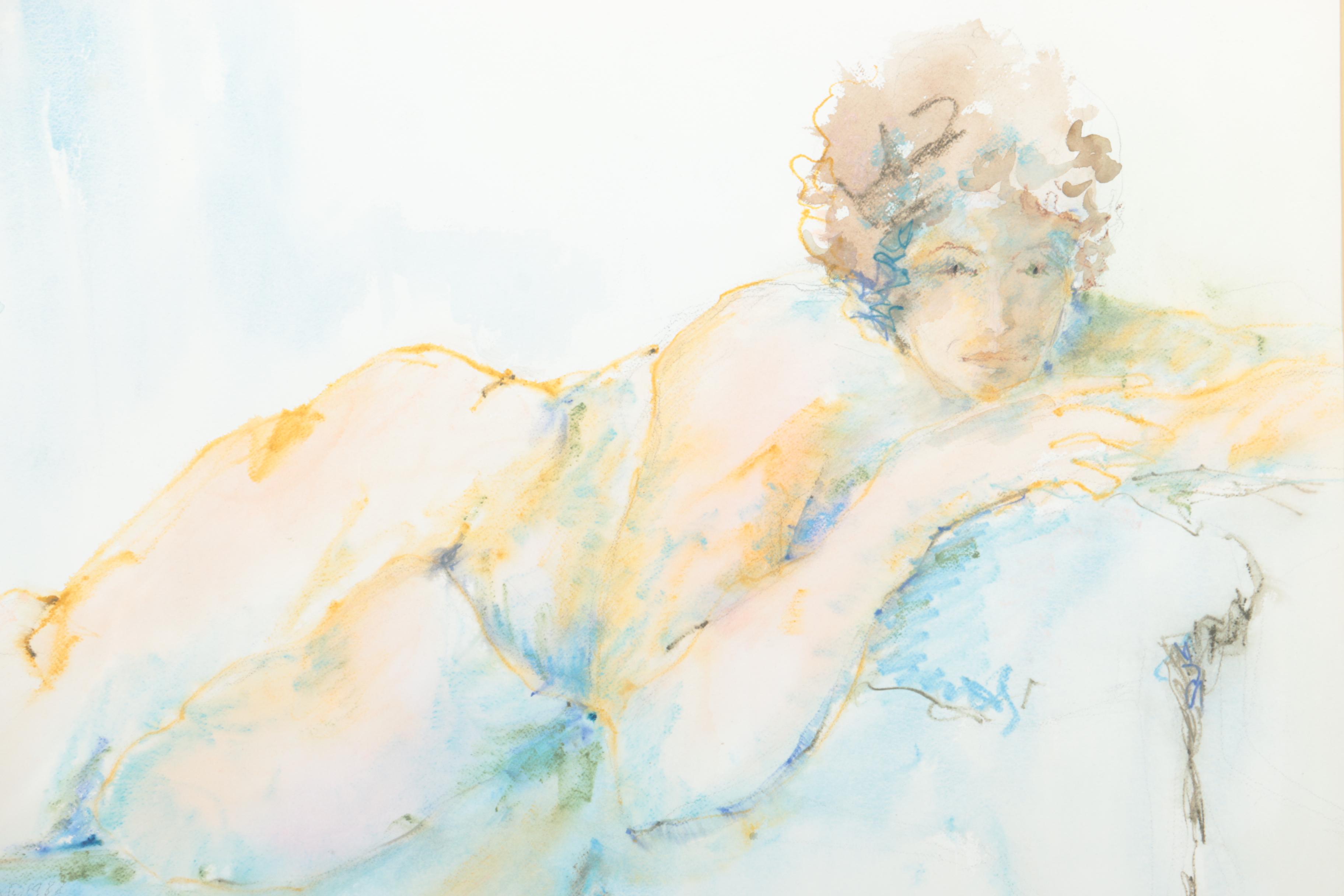 Judith Campbell Reed Watercolor on Board of a Nude Woman