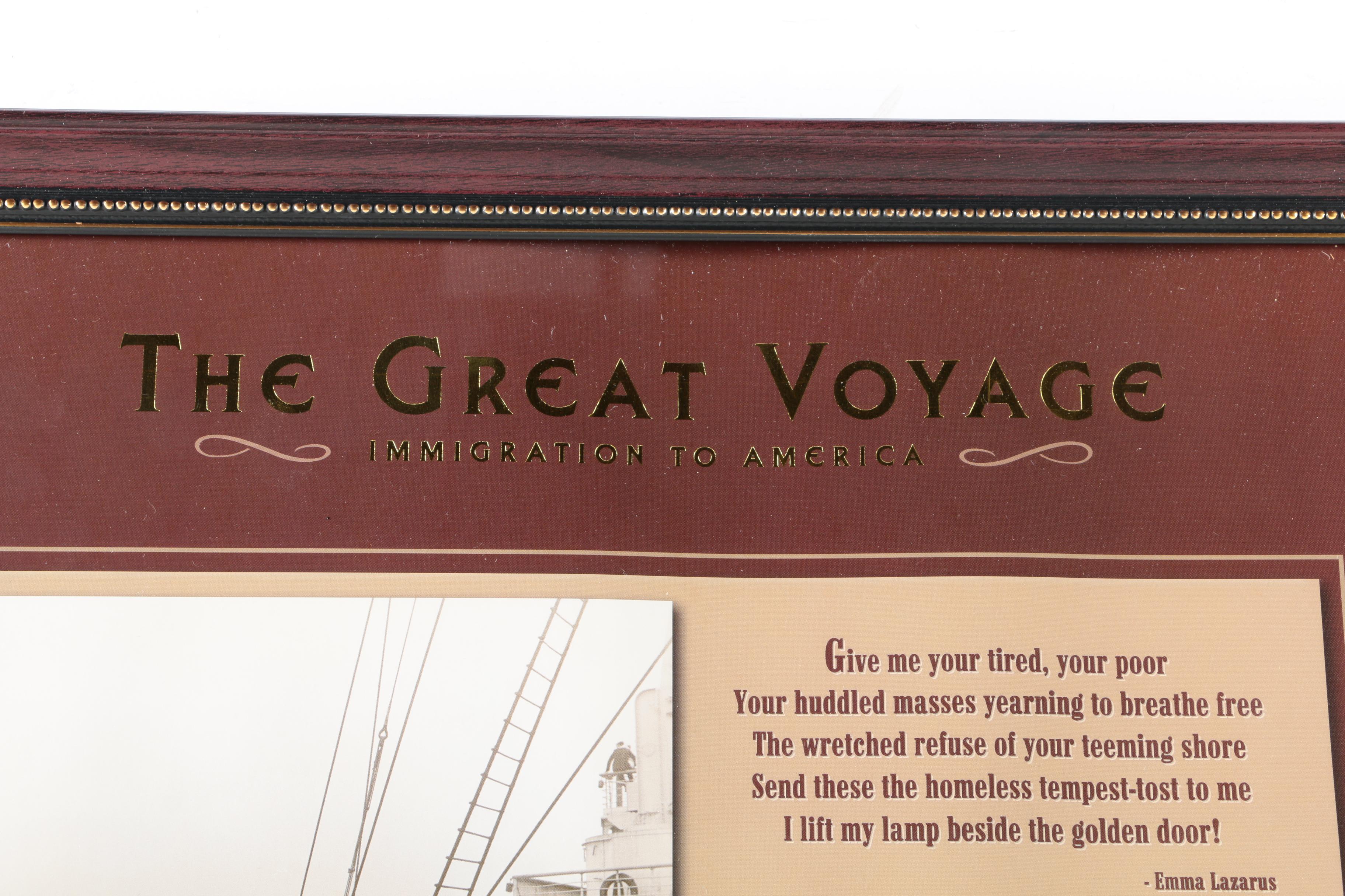 Offset Lithograph With Postage Stamps "The Great Voyage: Immigration to America"