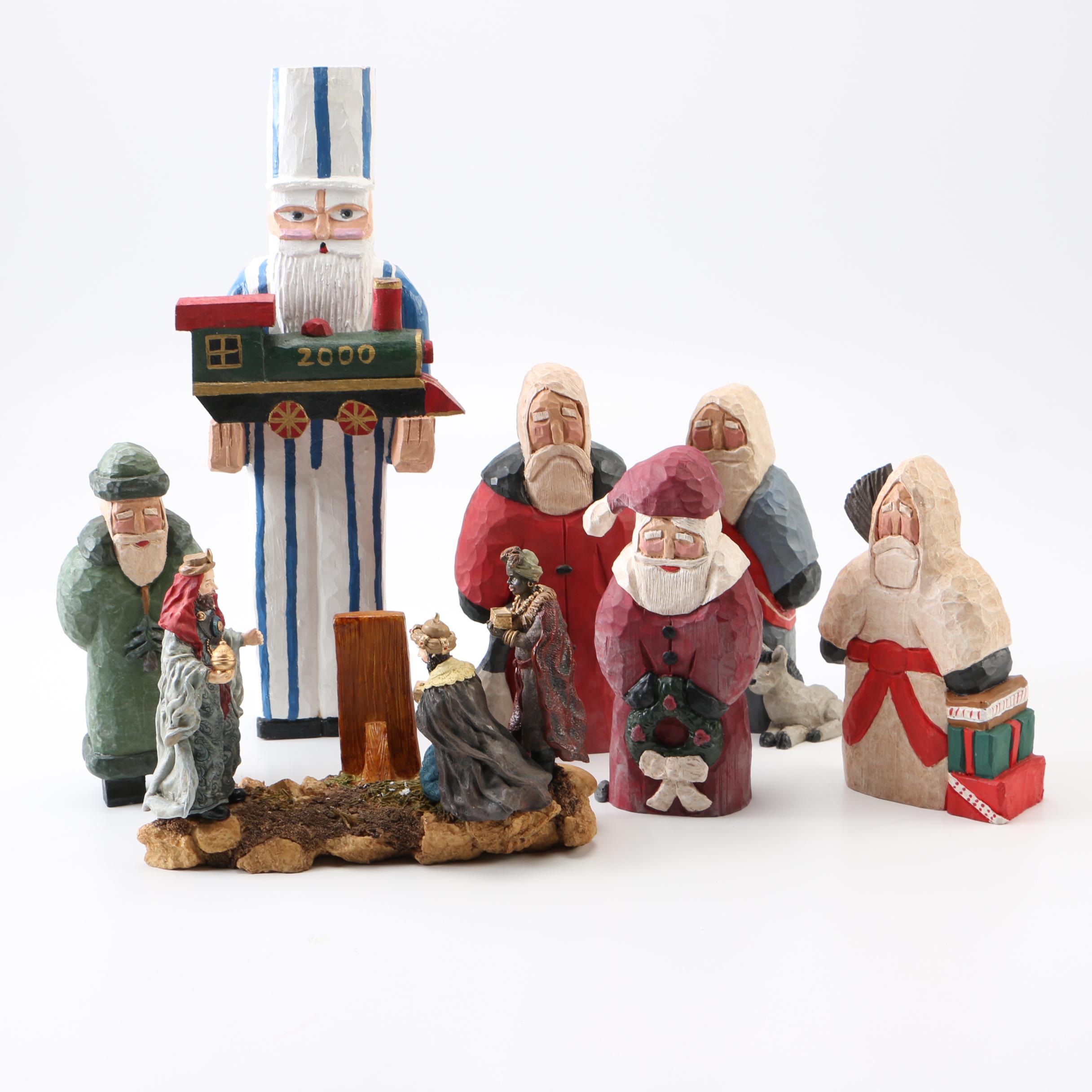 Santa Claus and Nativity Figurines