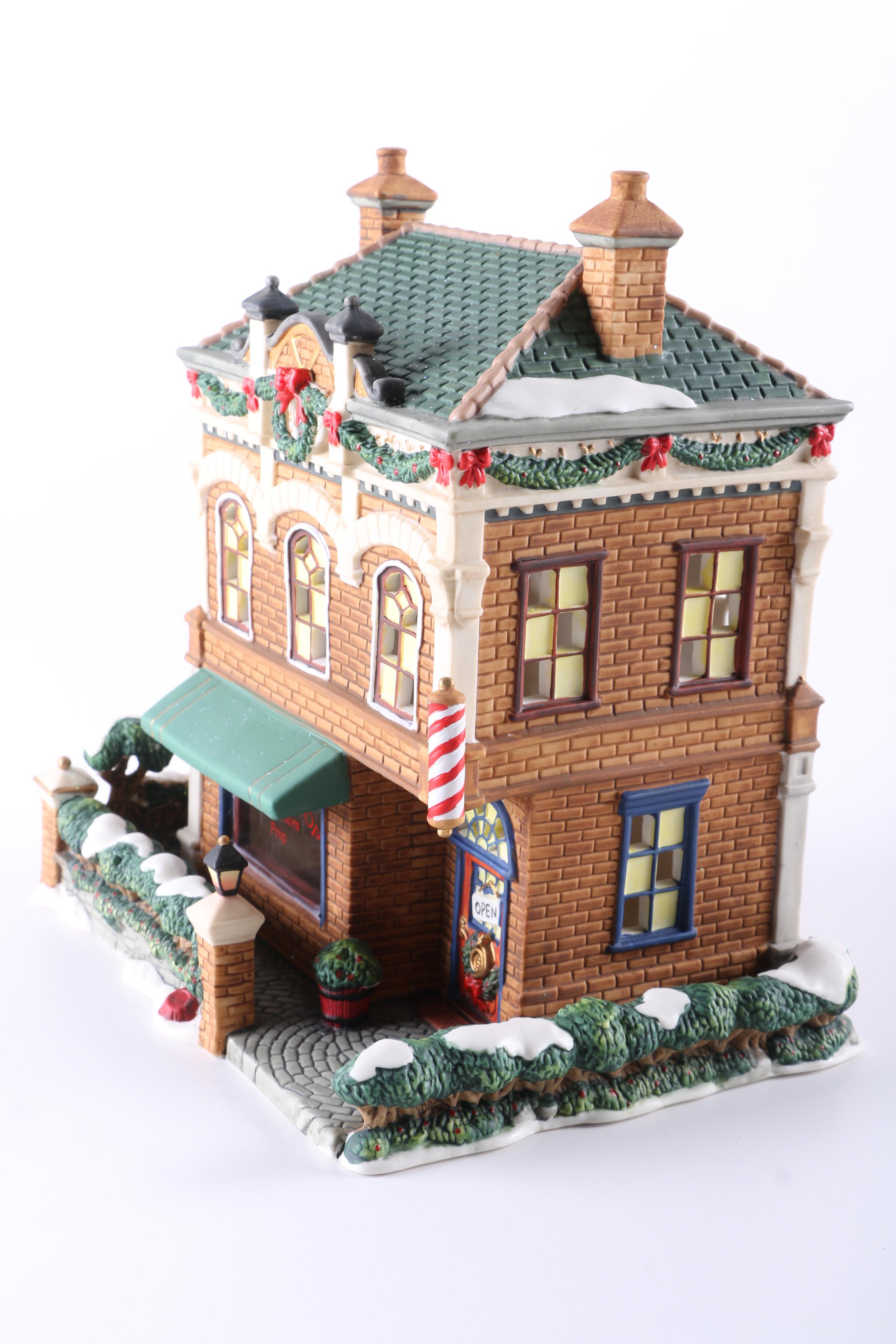 Christmas Village Ceramic Light-Up Churches and Shop Building