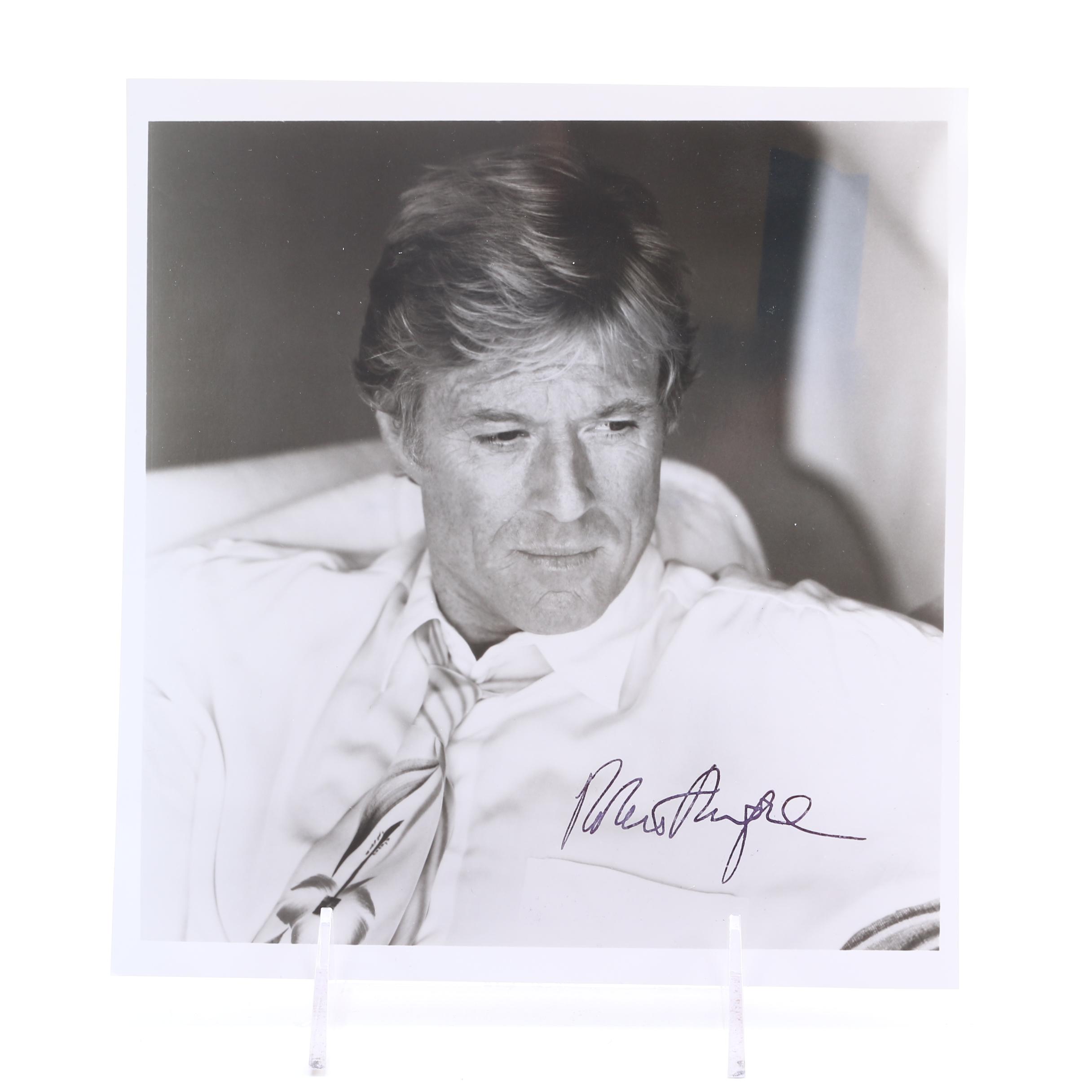 Robert Redford Stamped Black and White Photograph
