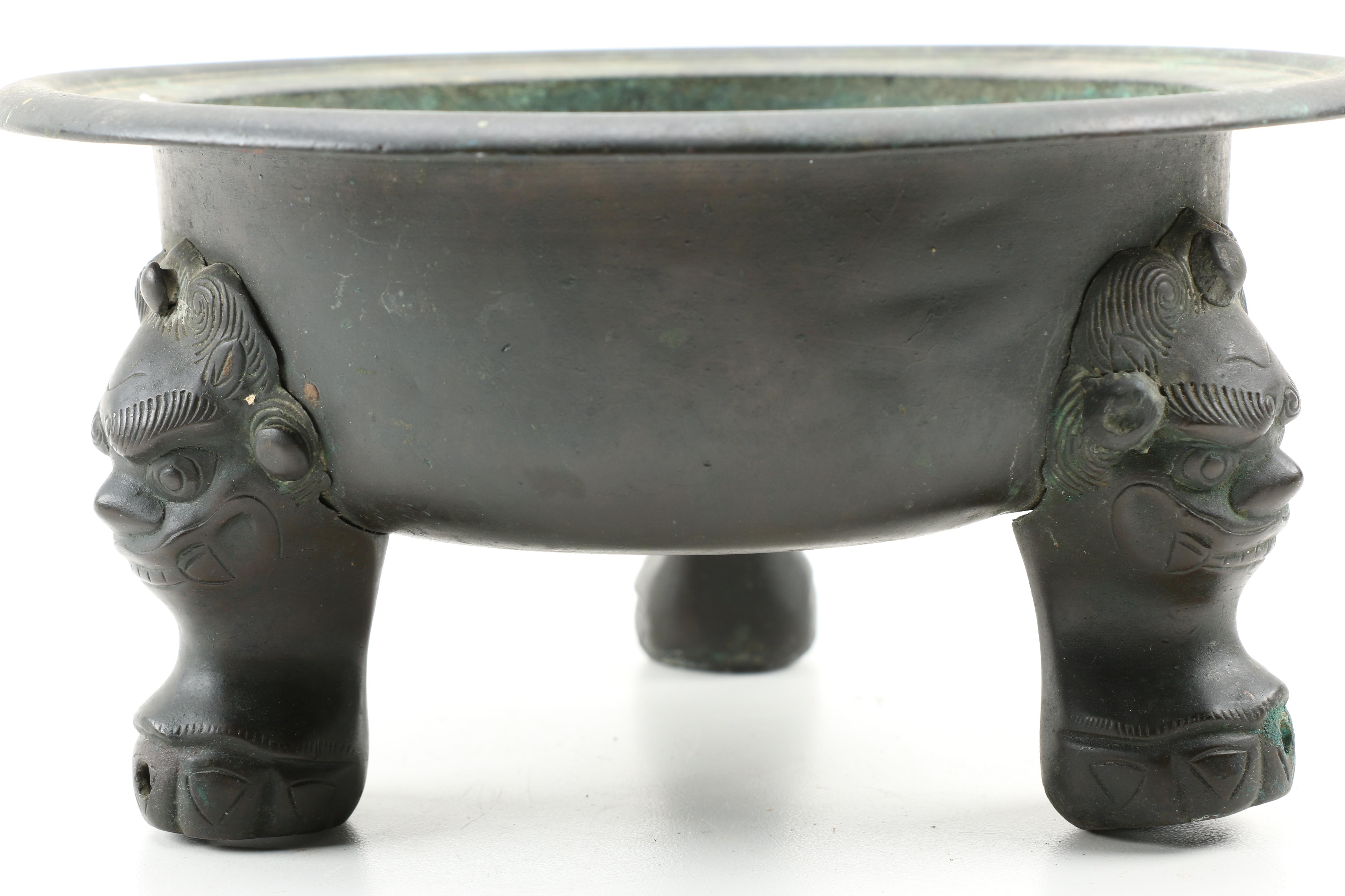 Antique Bronze Chinese Footed Bowl