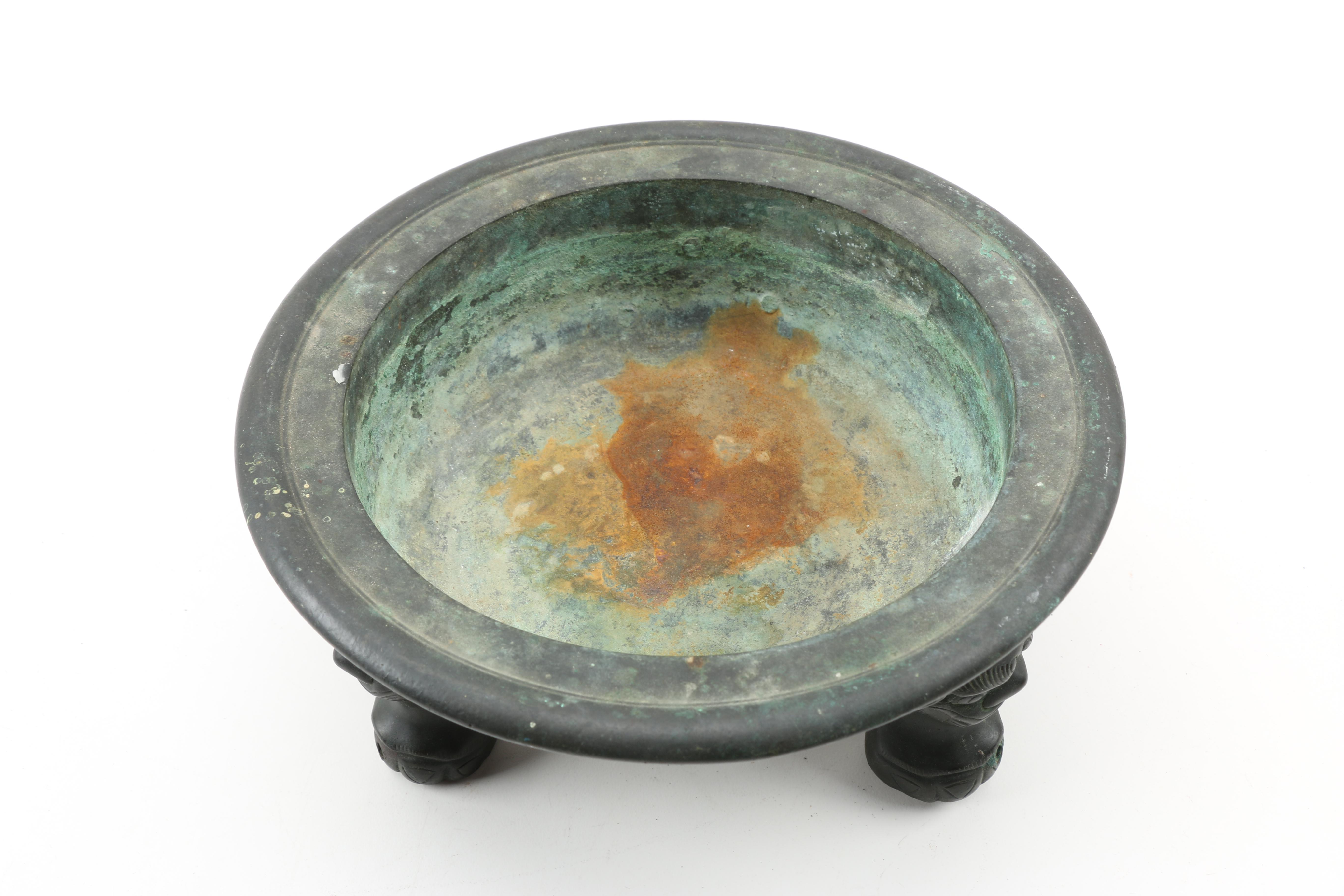 Antique Bronze Chinese Footed Bowl
