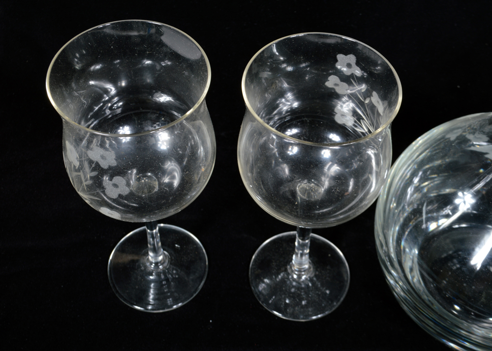 Romanian Crystal Decanter and Glasses