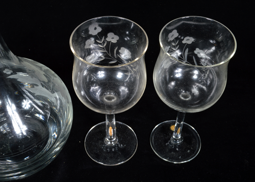 Romanian Crystal Decanter and Glasses
