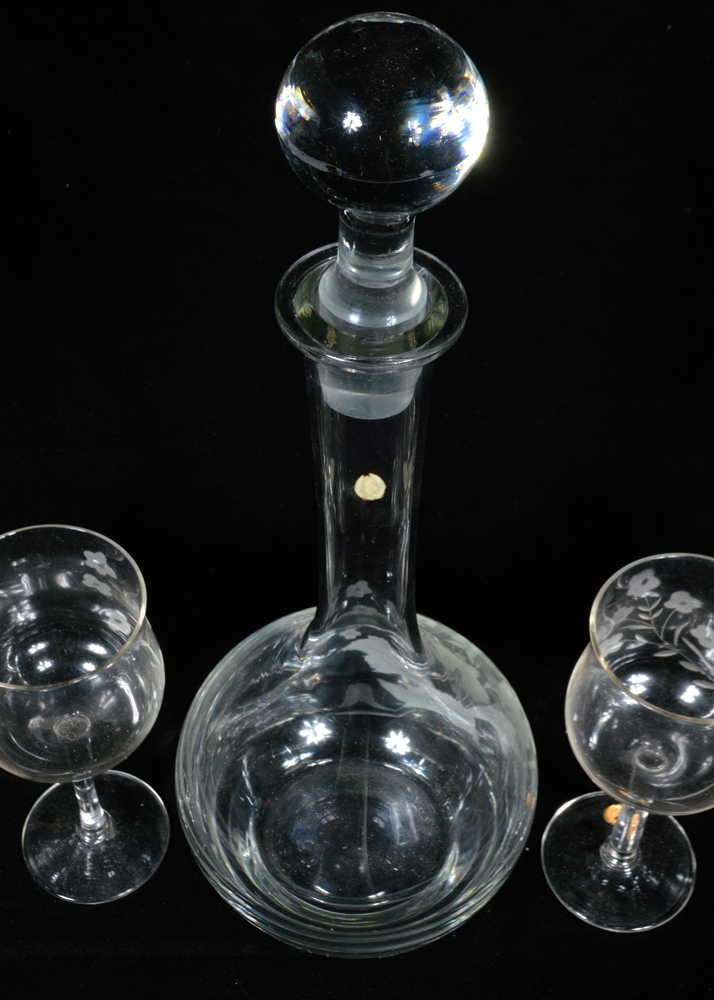 Romanian Crystal Decanter and Glasses