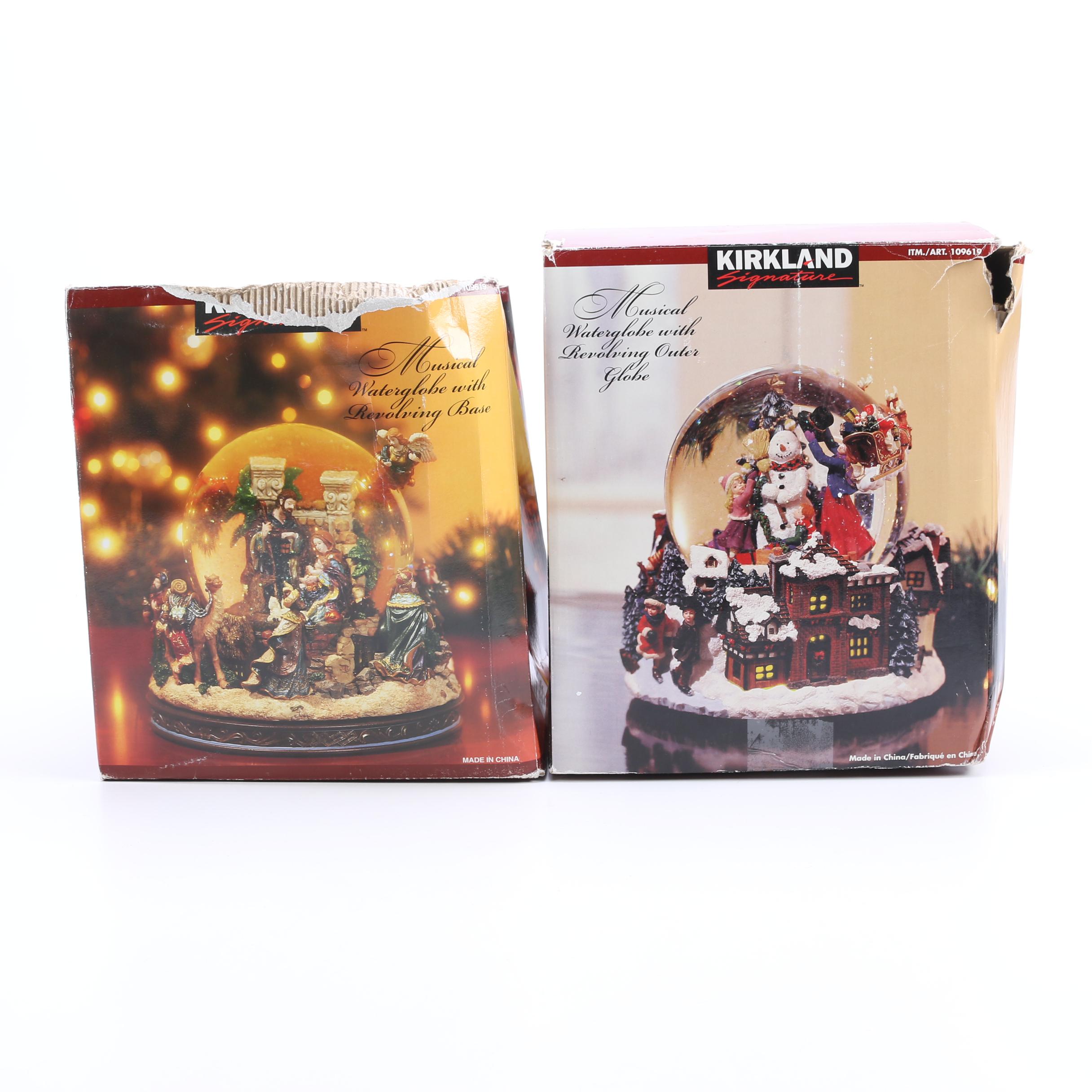 Two Kirkland Signature Musical Water globes