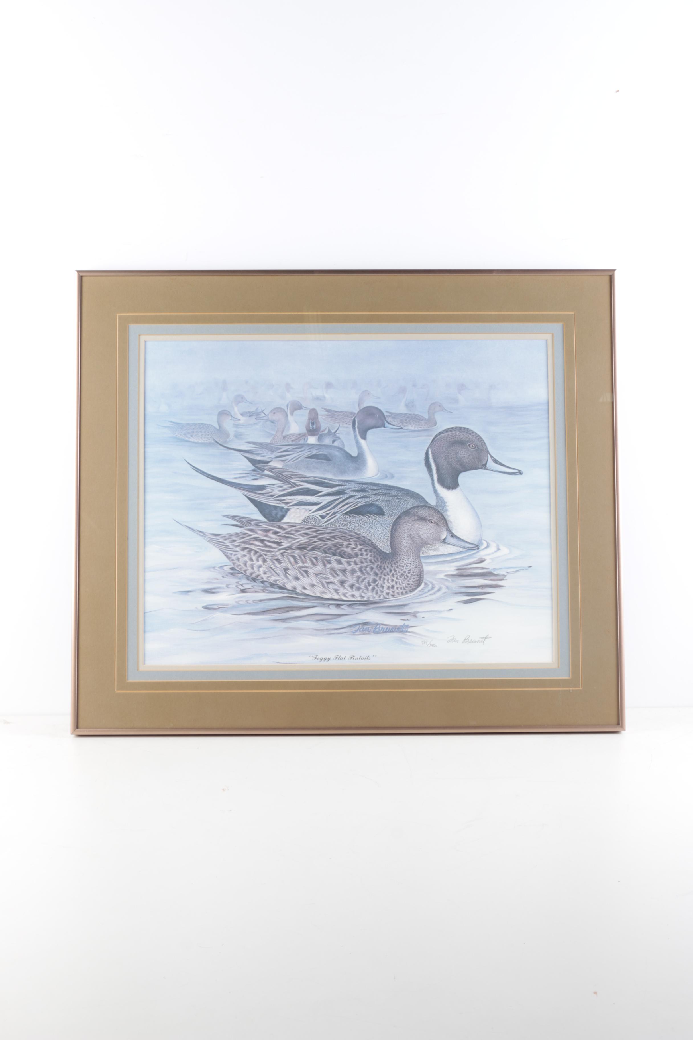 Tan Brunet Limited Edition Offset Lithographs "Foggy Flat Pintails" and "Canvasback: King of the Divers"