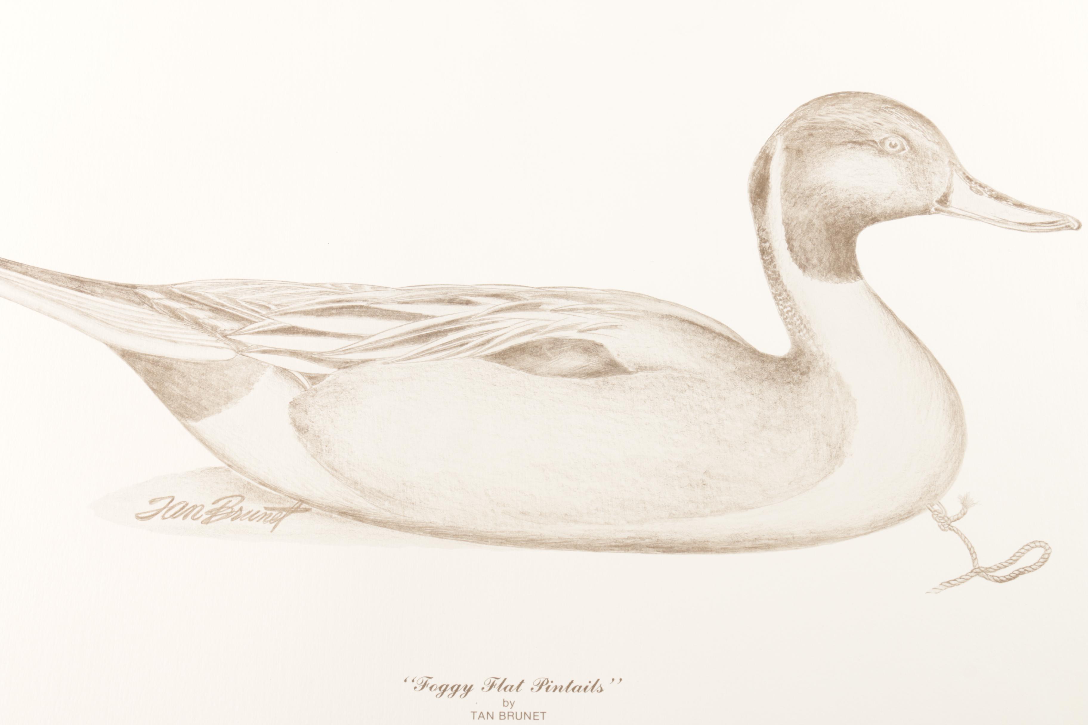 Tan Brunet Limited Edition Offset Lithographs "Foggy Flat Pintails" and "Canvasback: King of the Divers"