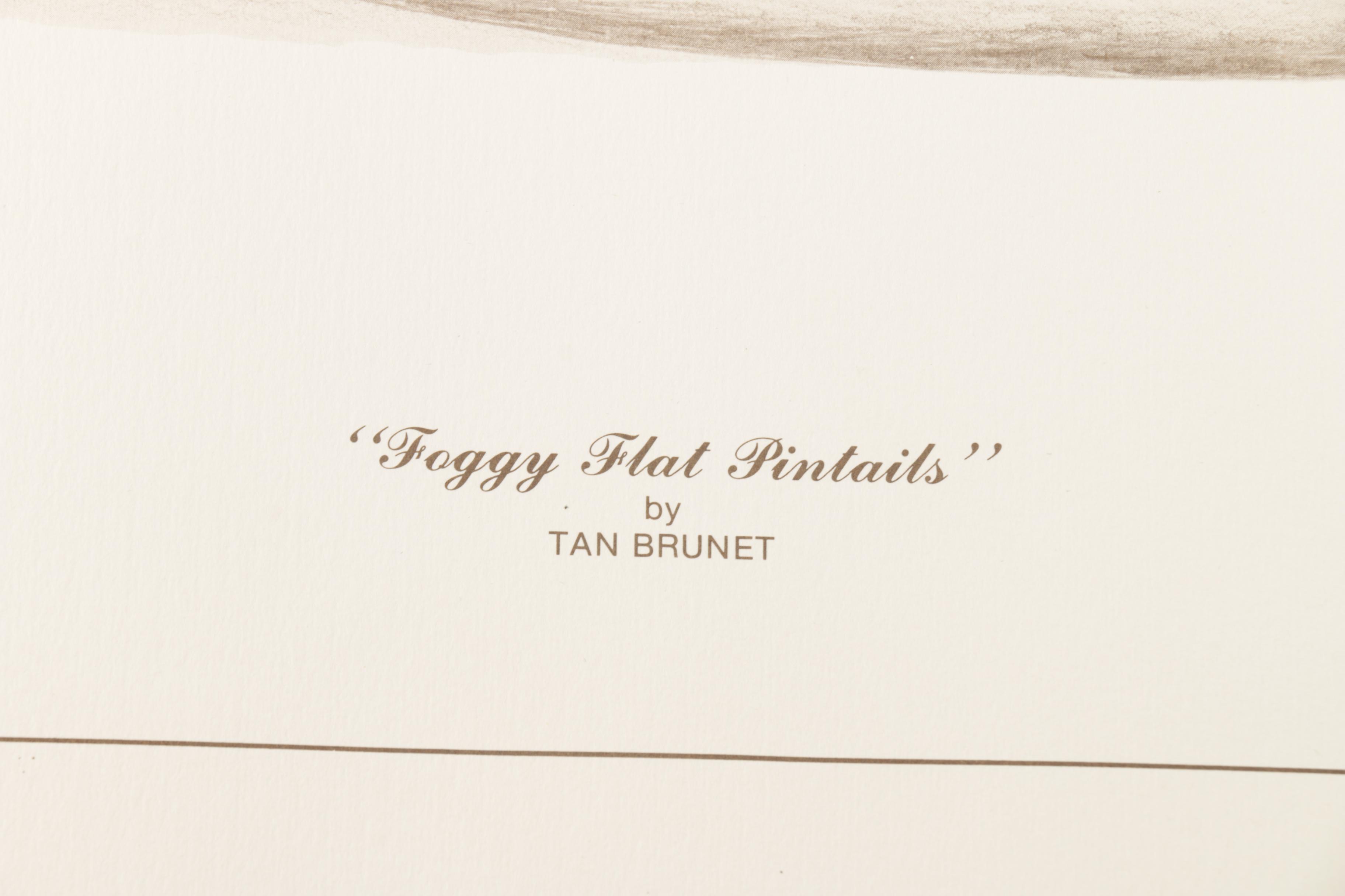 Tan Brunet Limited Edition Offset Lithographs "Foggy Flat Pintails" and "Canvasback: King of the Divers"