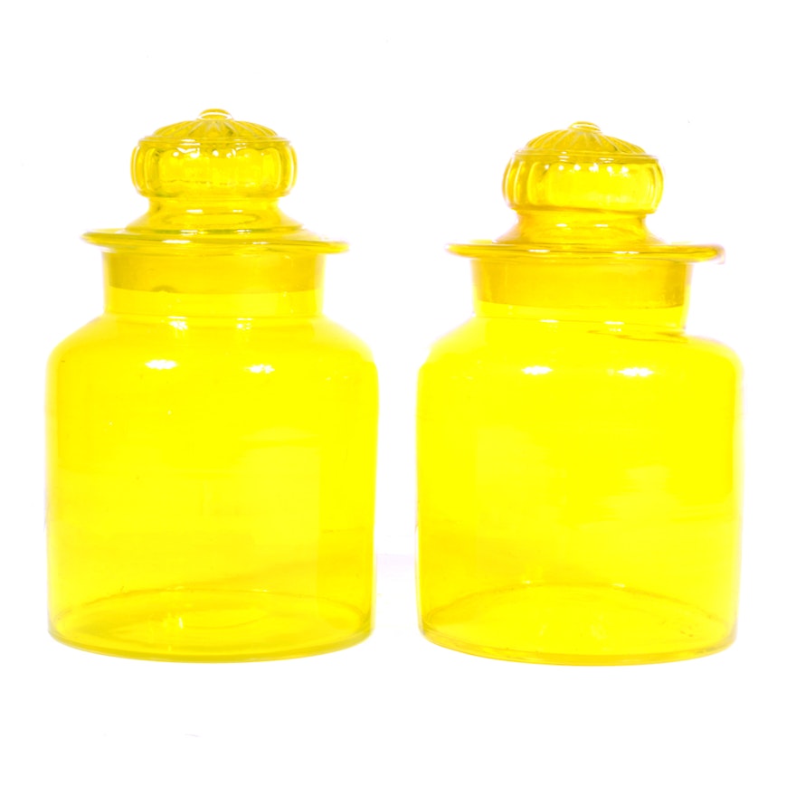 Hand Blown Uranium Apothecary Canisters