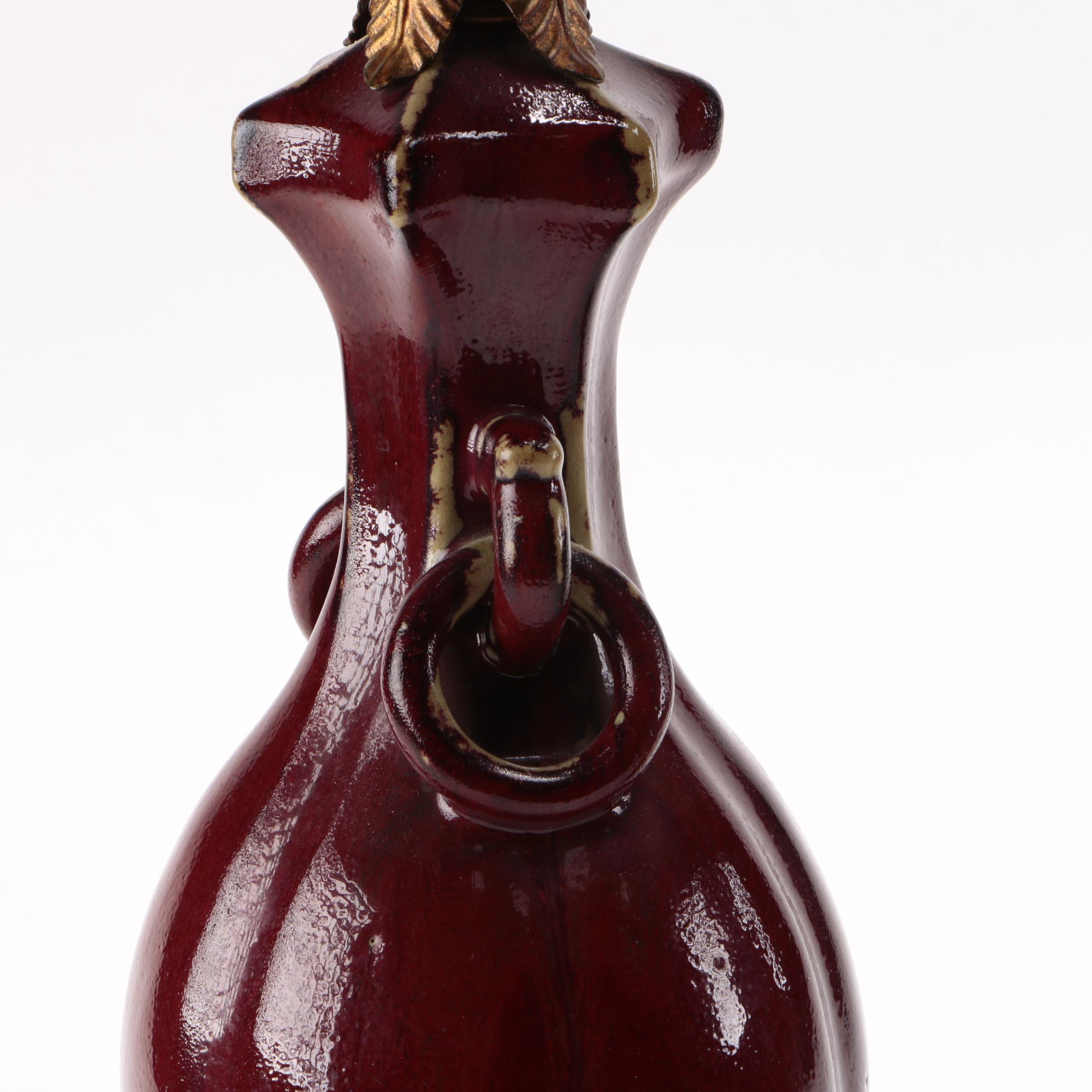 Ceramic Maroon Table Lamps with Shades