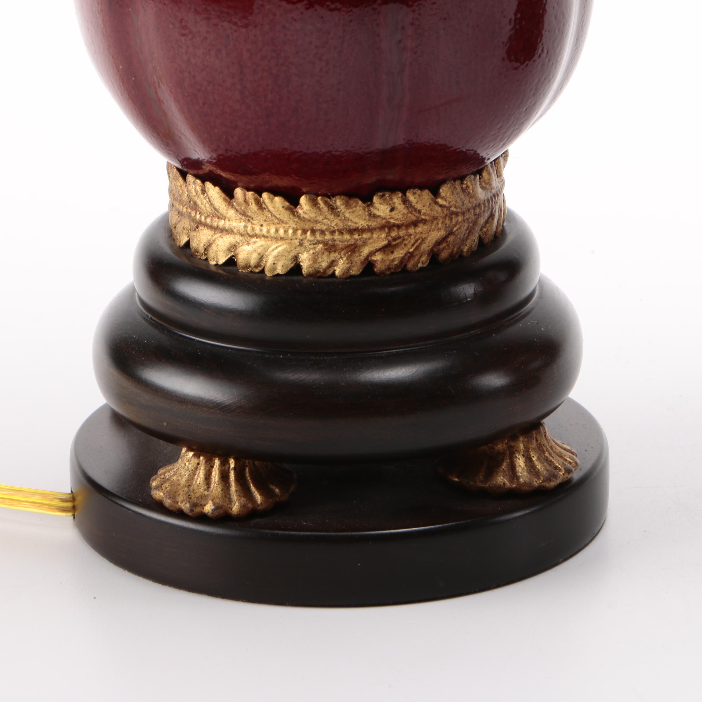 Ceramic Maroon Table Lamps with Shades