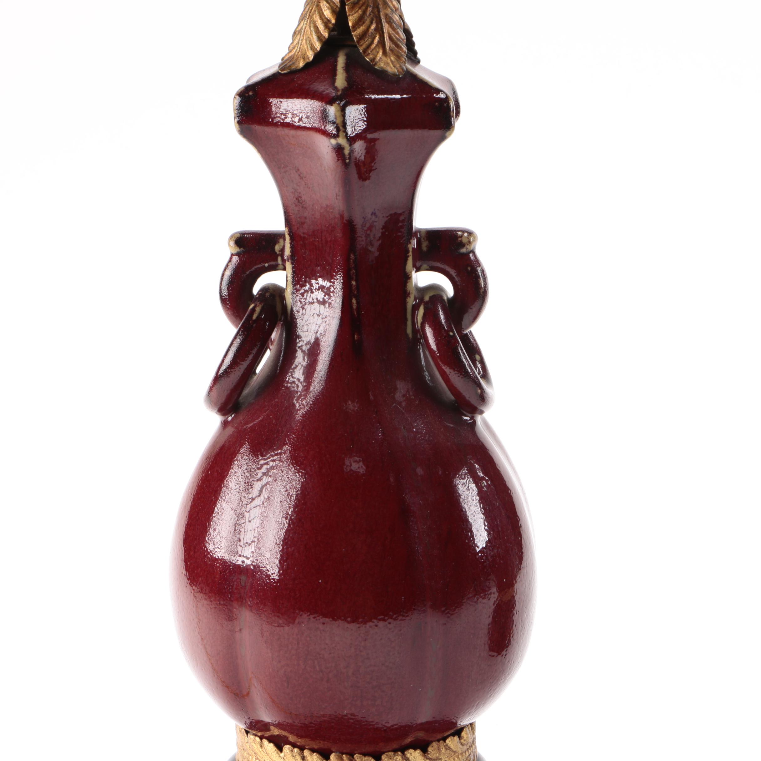 Ceramic Maroon Table Lamps with Shades