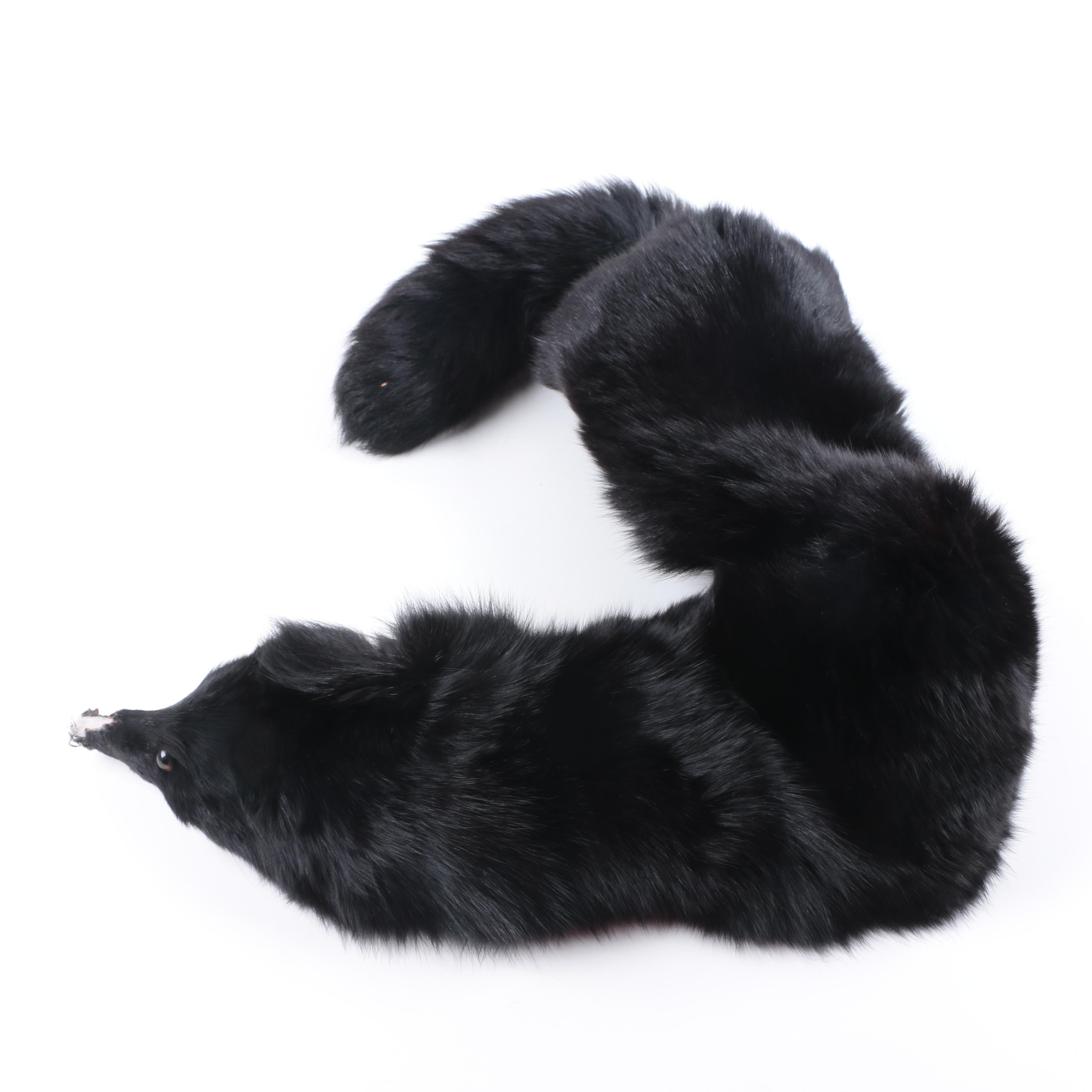 Vintage Black Fox Fur Stole