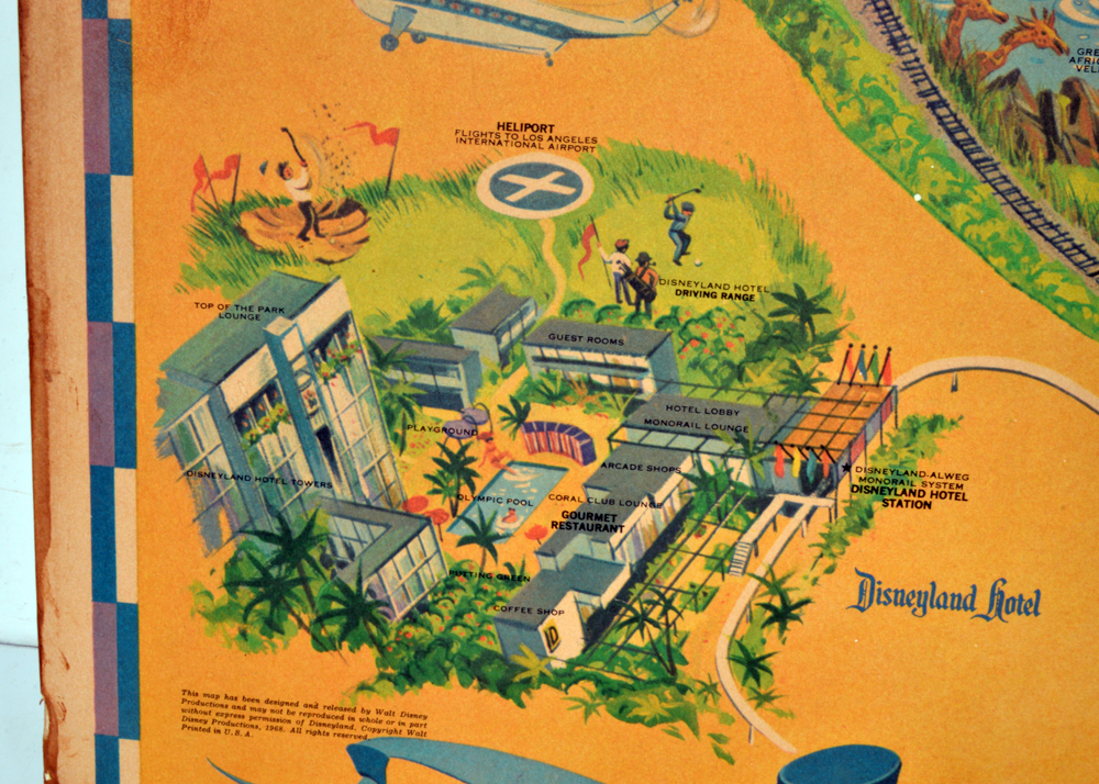 1968 Disneyland Theme Park Map