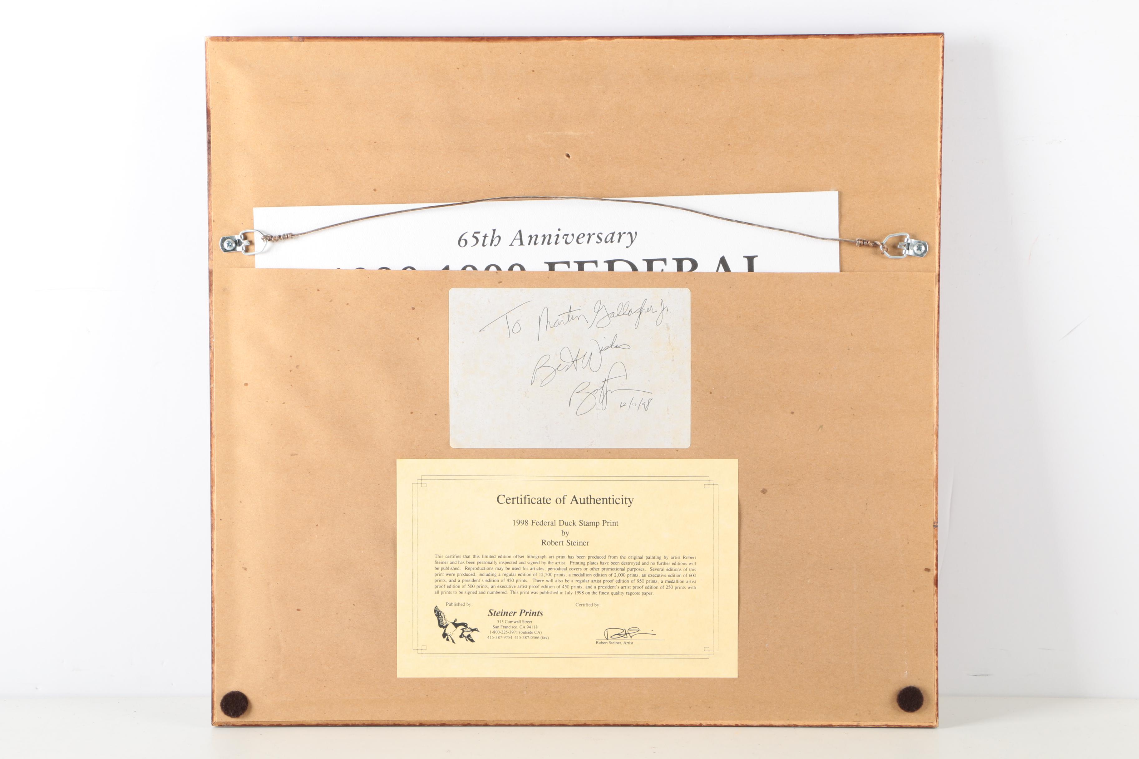 Limited Edition Offset Lithographs After Federal Duck Hunting Stamps