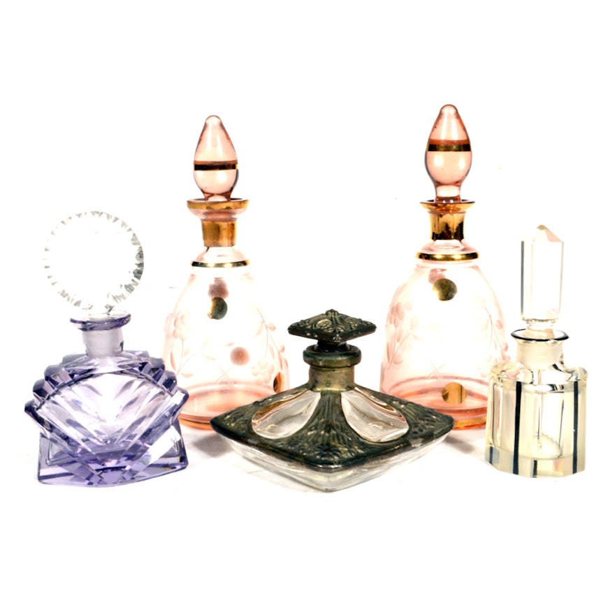 Czechoslovakian Irving W. Rice & Co. Perfume Bottles With Additional Bottles