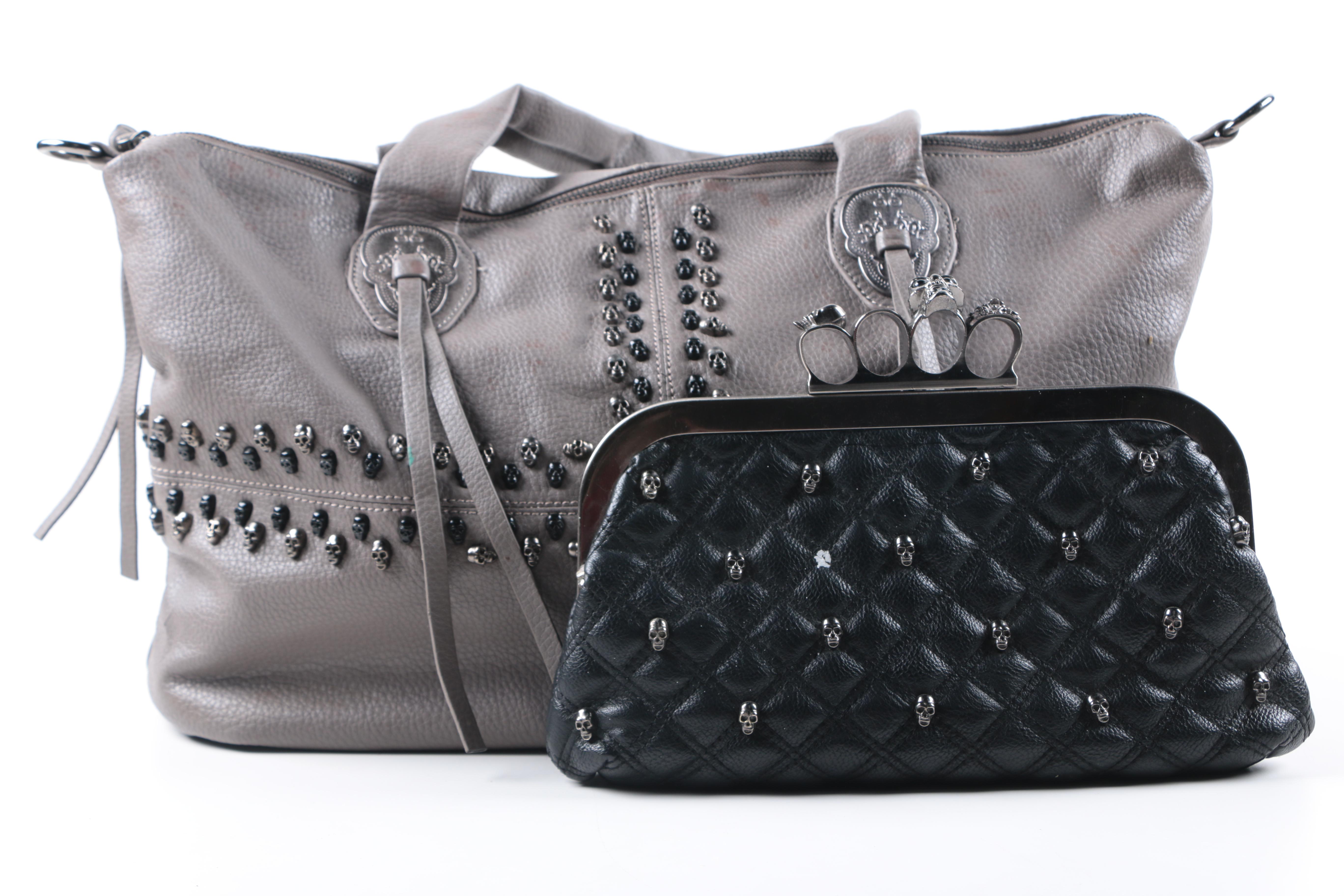 Leather Purses With Skull Embellishments