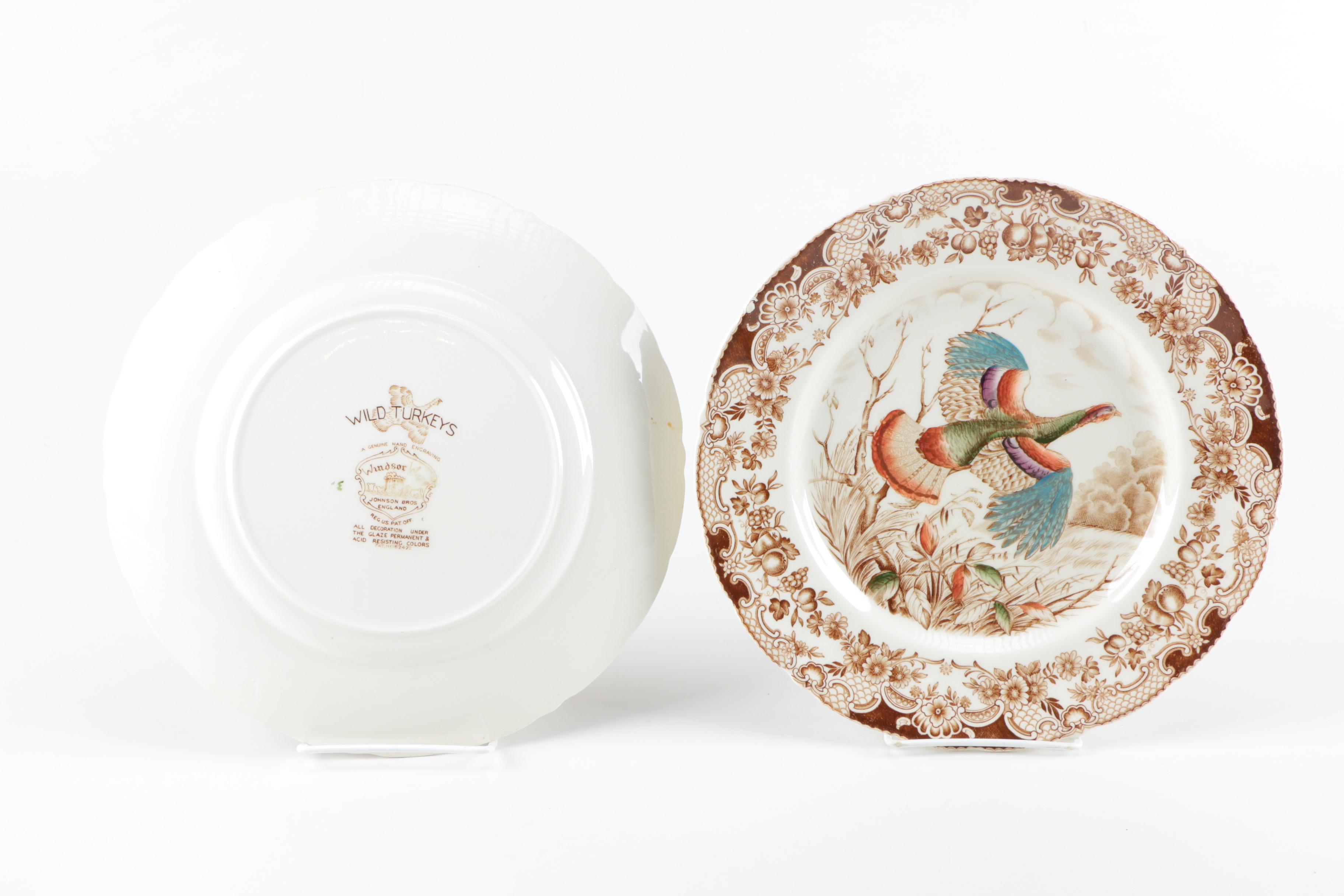 Johnson Brothers "Wild Turkey" Windsor Ware Plates