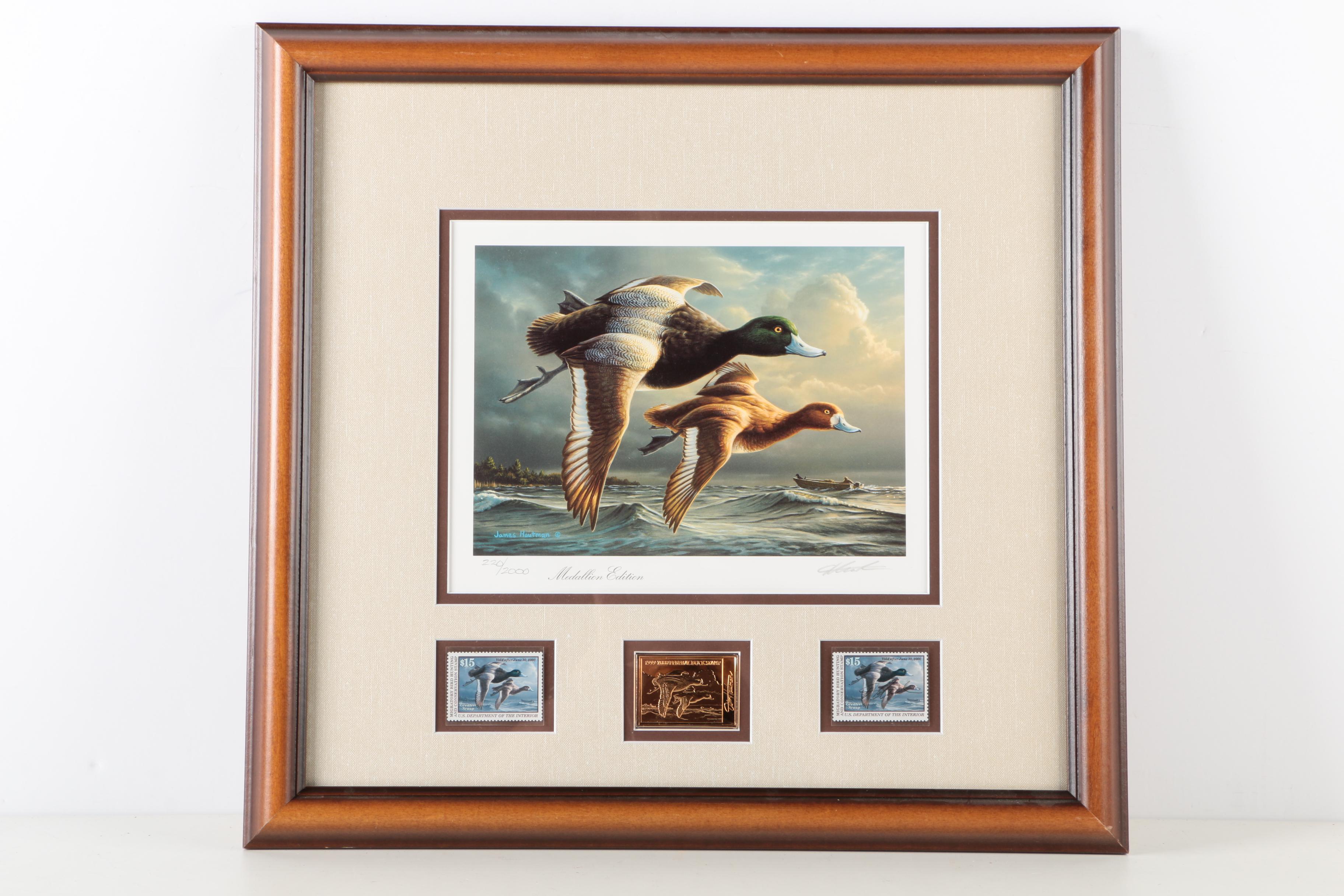 James Hautman and Robert Steiner Offset Lithographs With Stamps