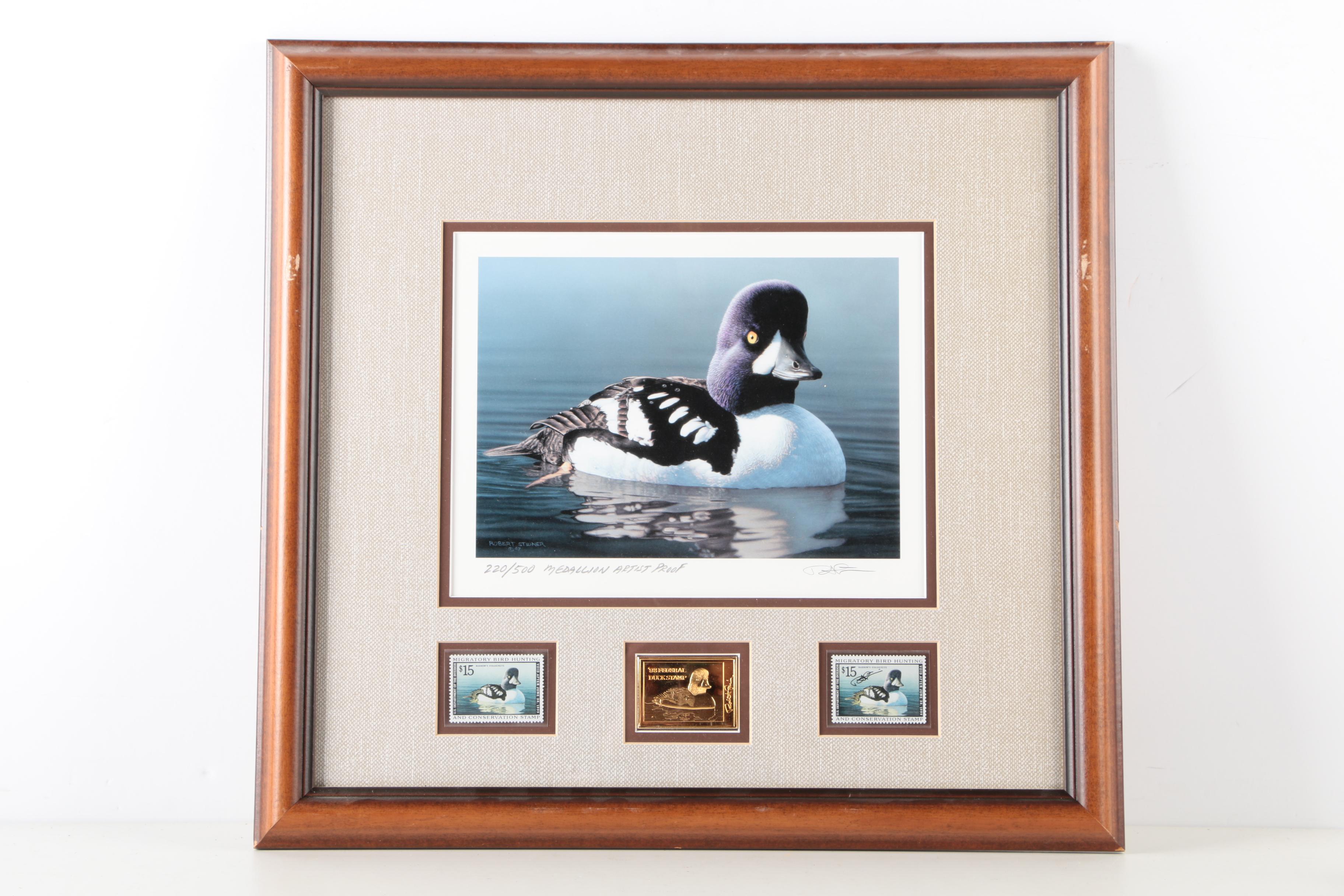 James Hautman and Robert Steiner Offset Lithographs With Stamps