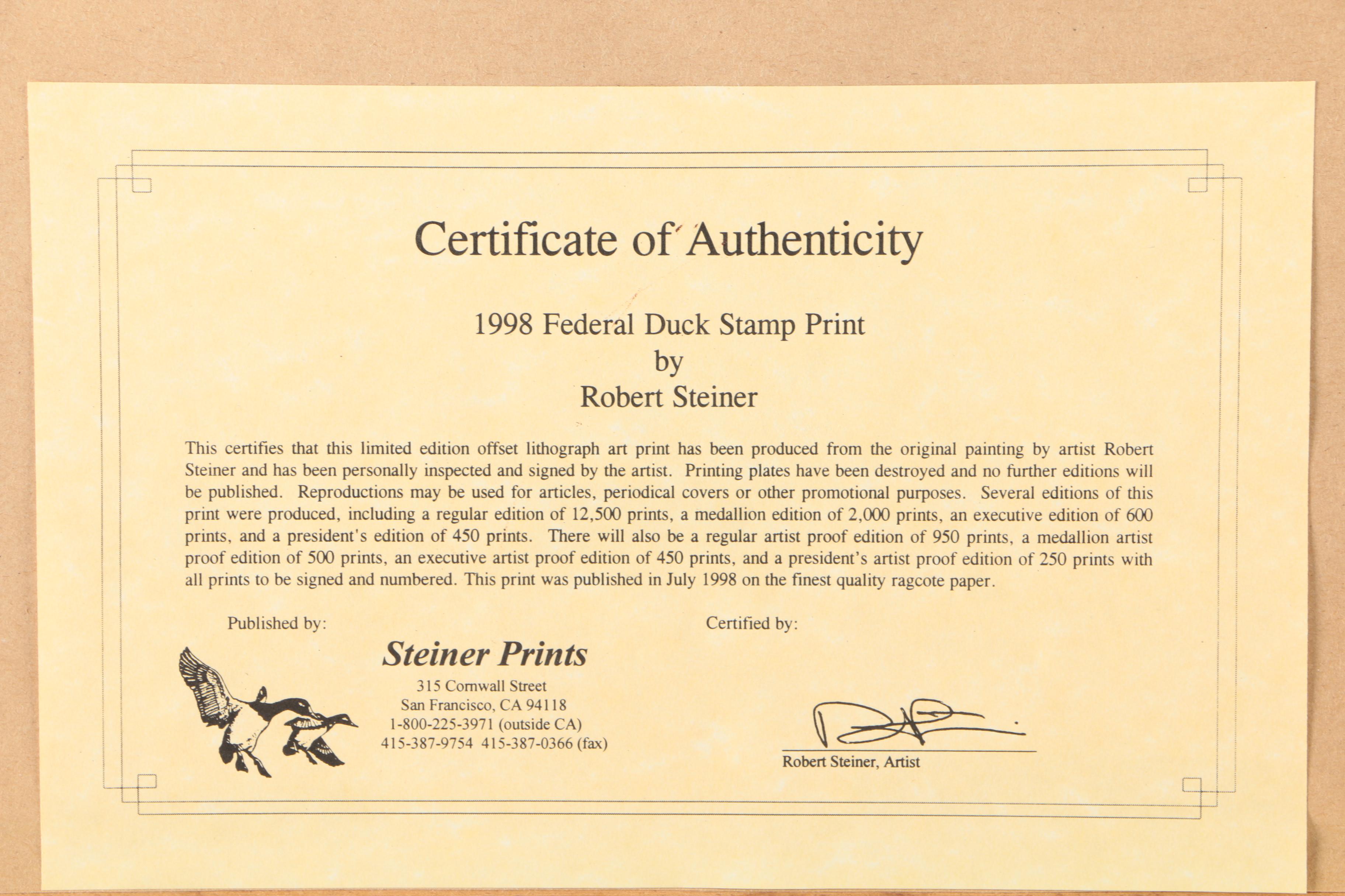James Hautman and Robert Steiner Offset Lithographs With Stamps