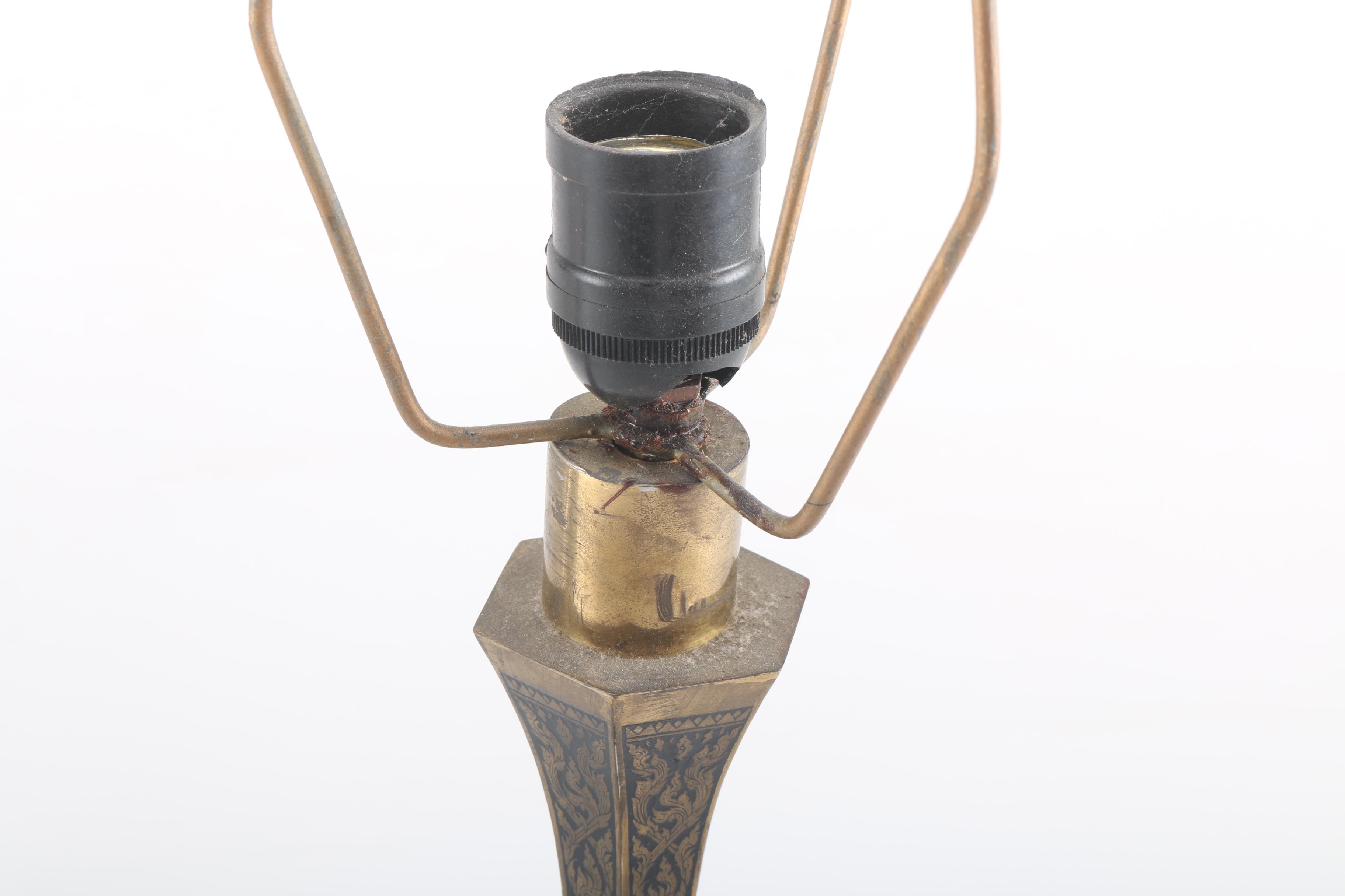 Vintage Thai-Style Metal Table Lamp