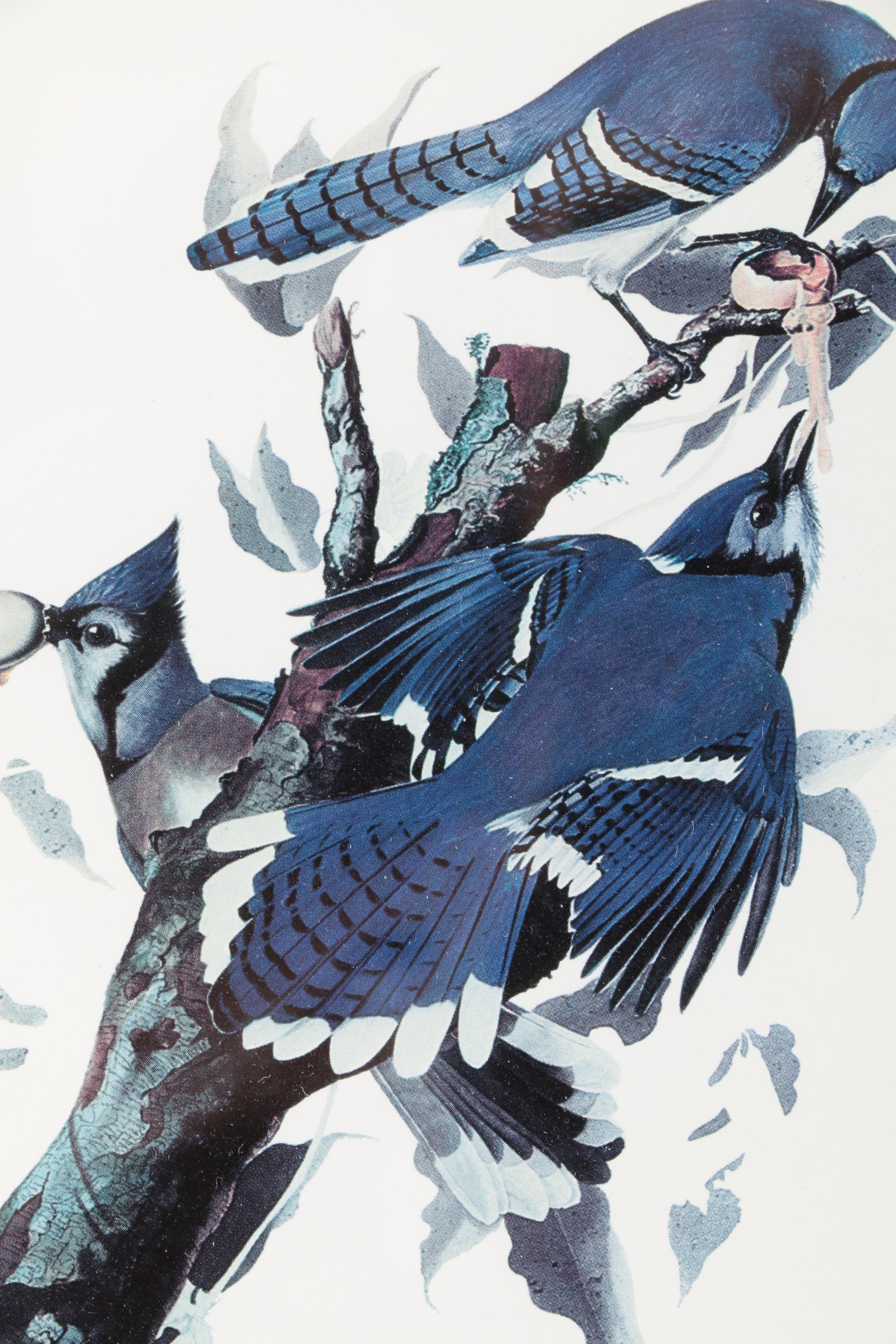 S.E. Kemp Oil Painting With a Pair of Offset Lithographs of Birds