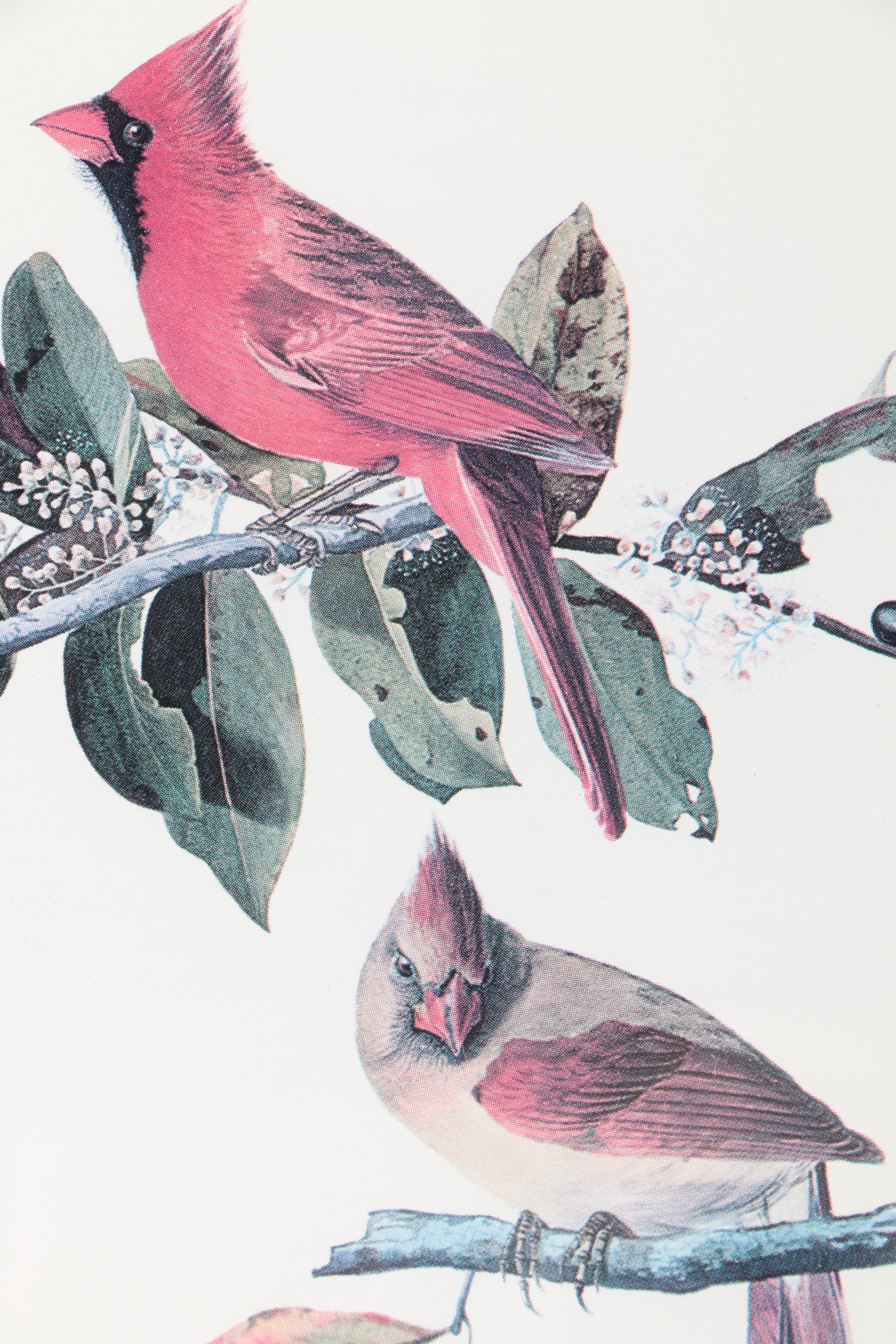 S.E. Kemp Oil Painting With a Pair of Offset Lithographs of Birds