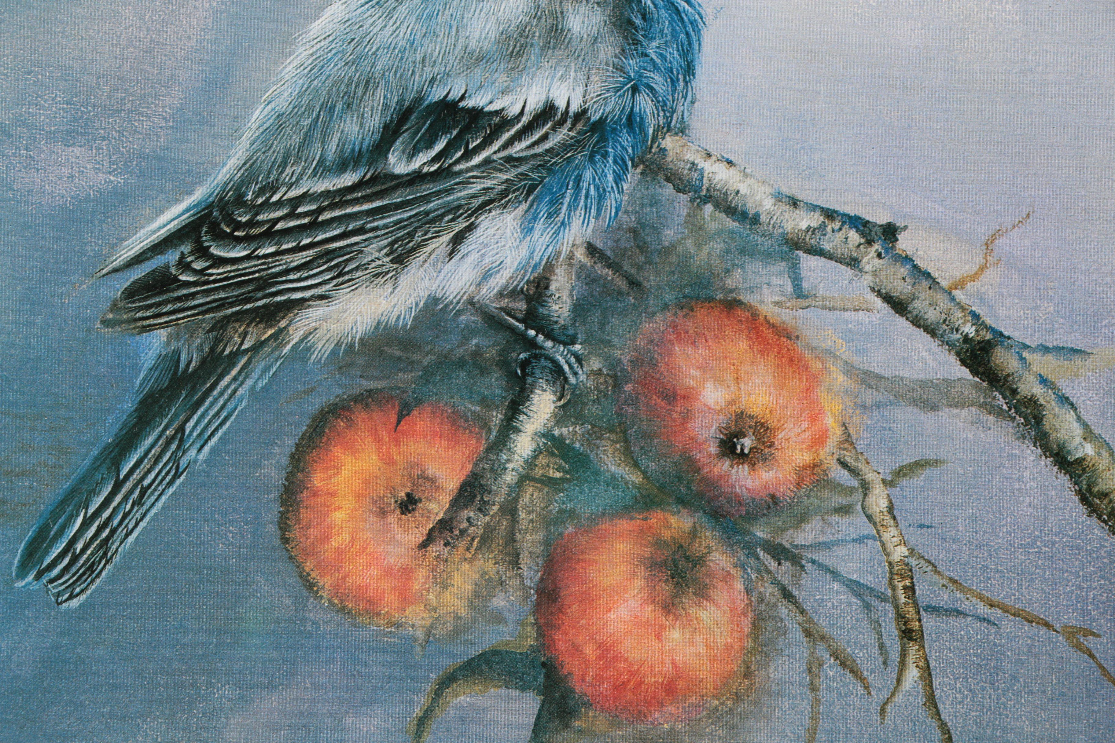 S.E. Kemp Oil Painting With a Pair of Offset Lithographs of Birds