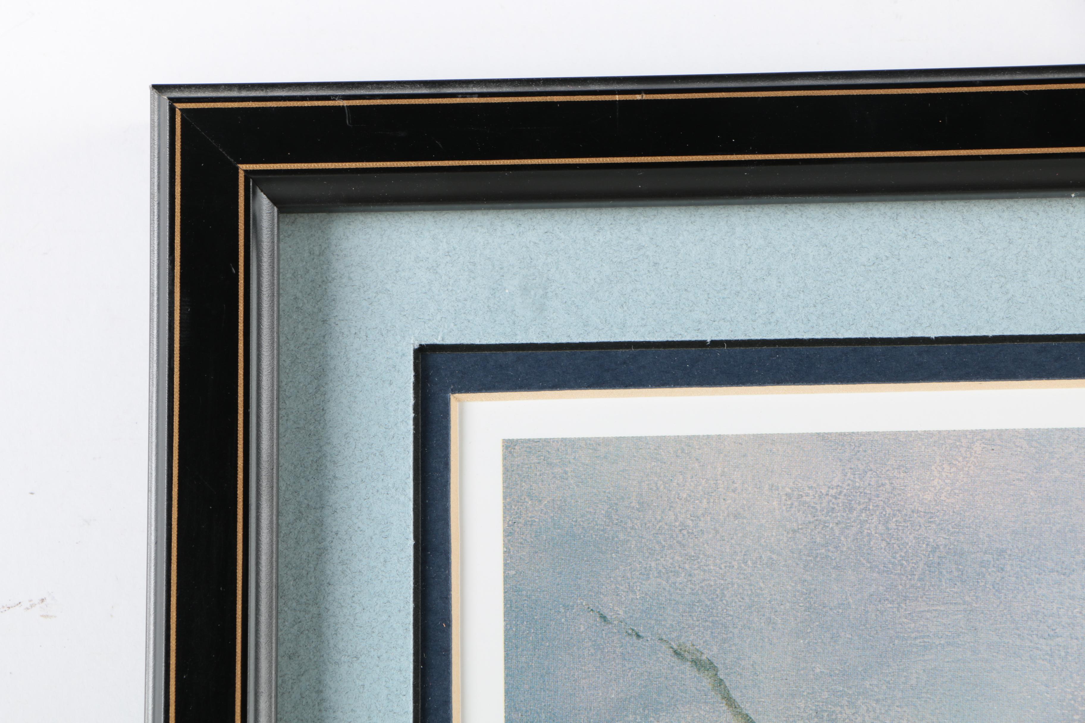 S.E. Kemp Oil Painting With a Pair of Offset Lithographs of Birds