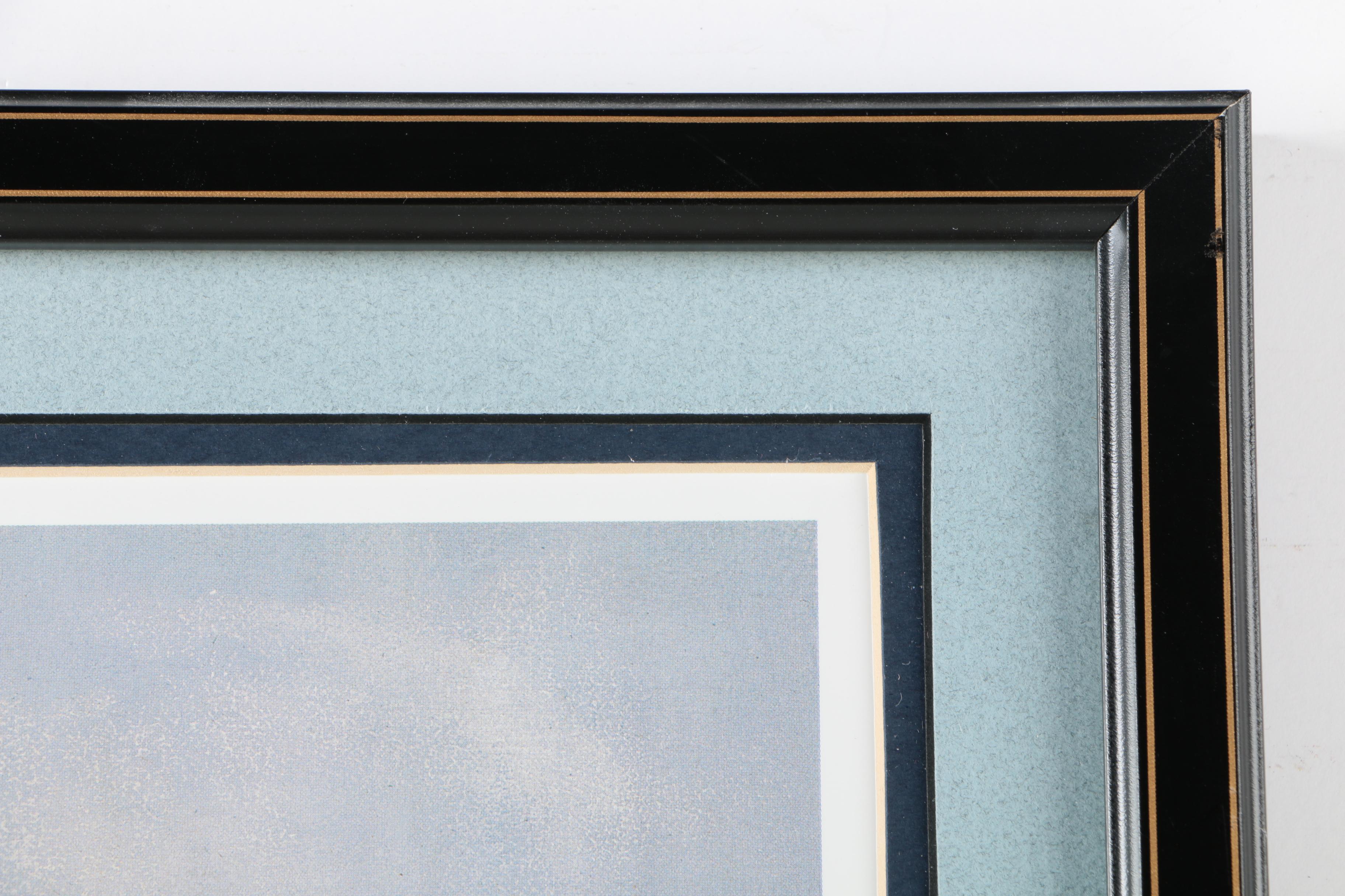 S.E. Kemp Oil Painting With a Pair of Offset Lithographs of Birds