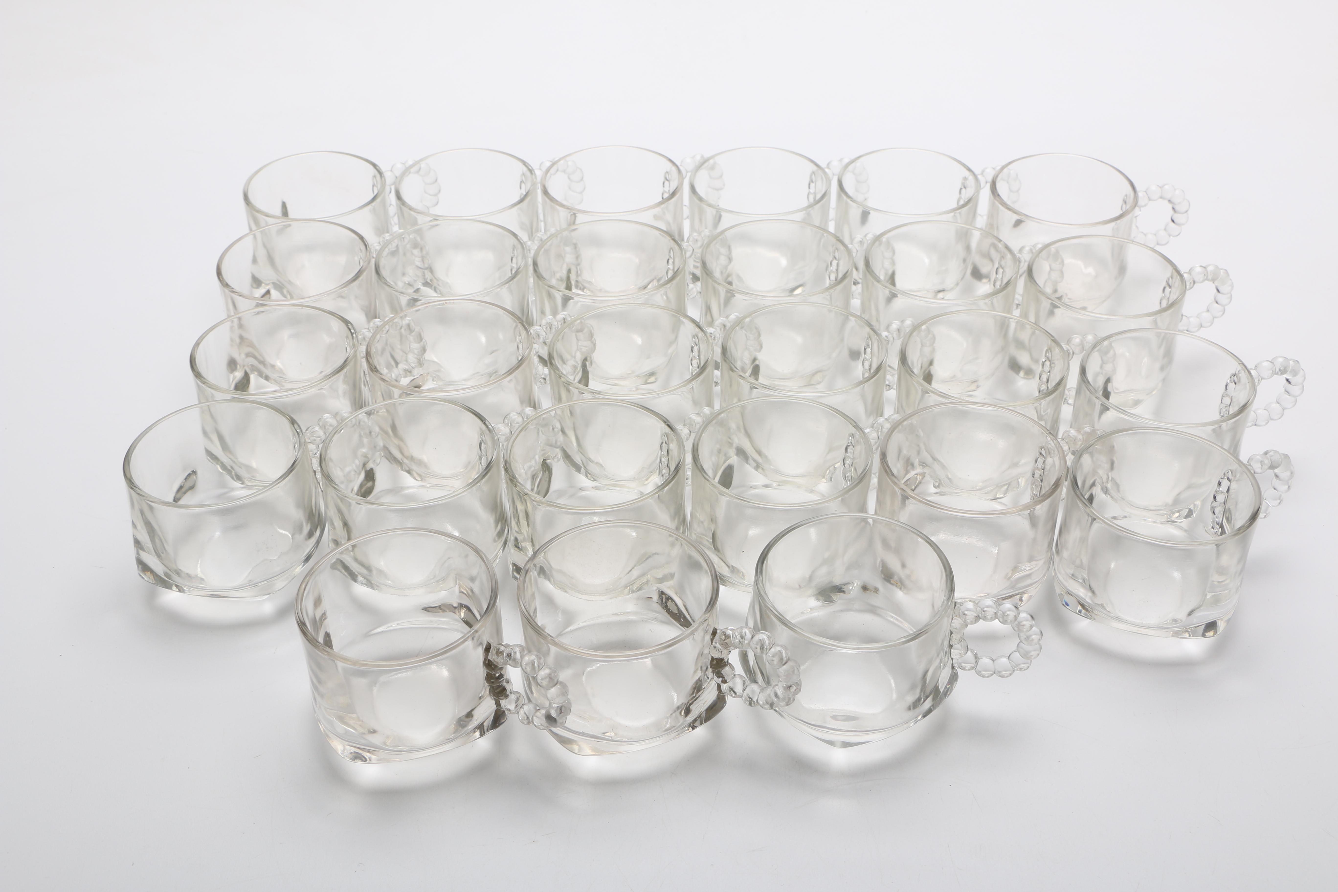 Pressed Glass Platters and Mugs Including "Candlewick"