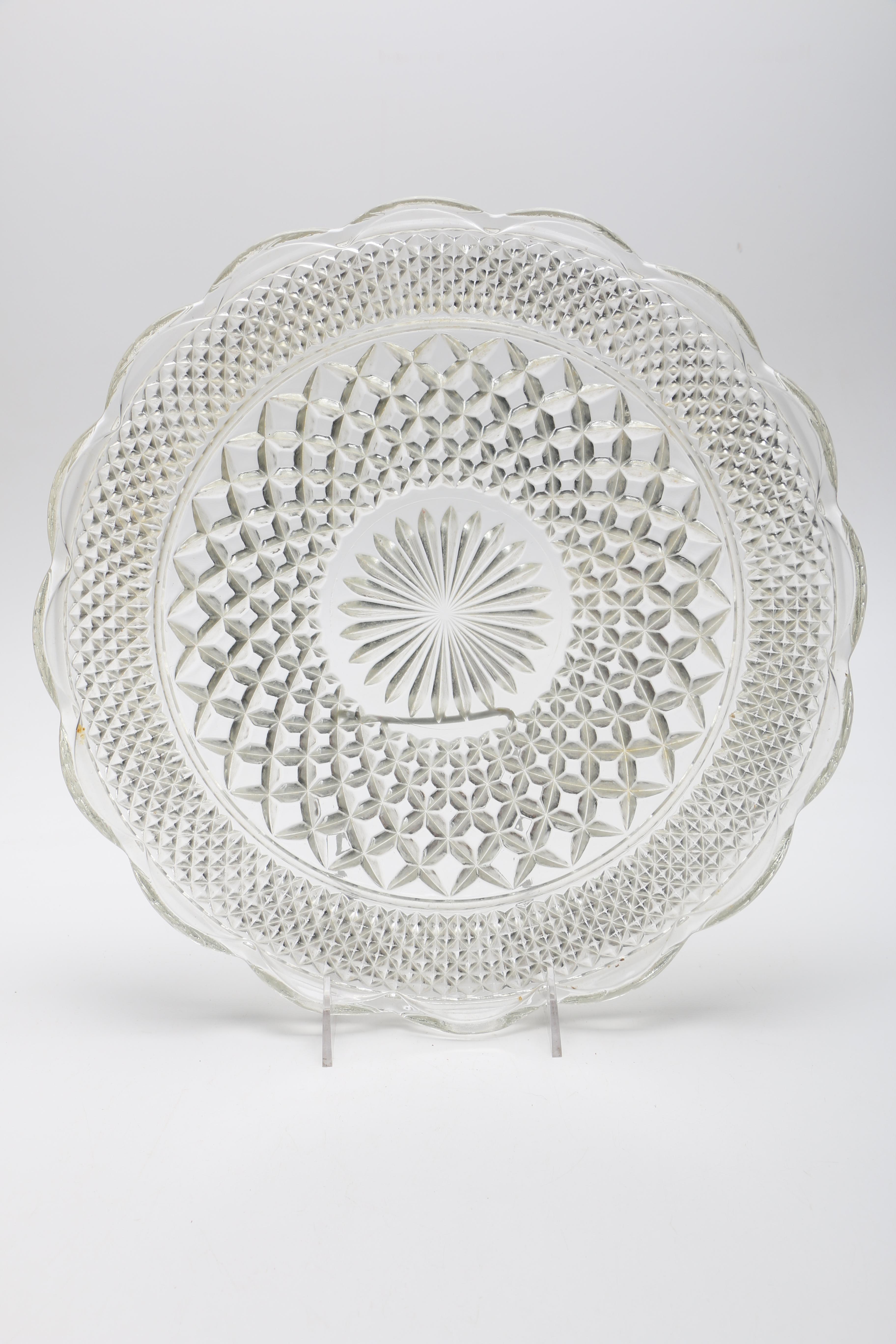 Pressed Glass Platters and Mugs Including "Candlewick"