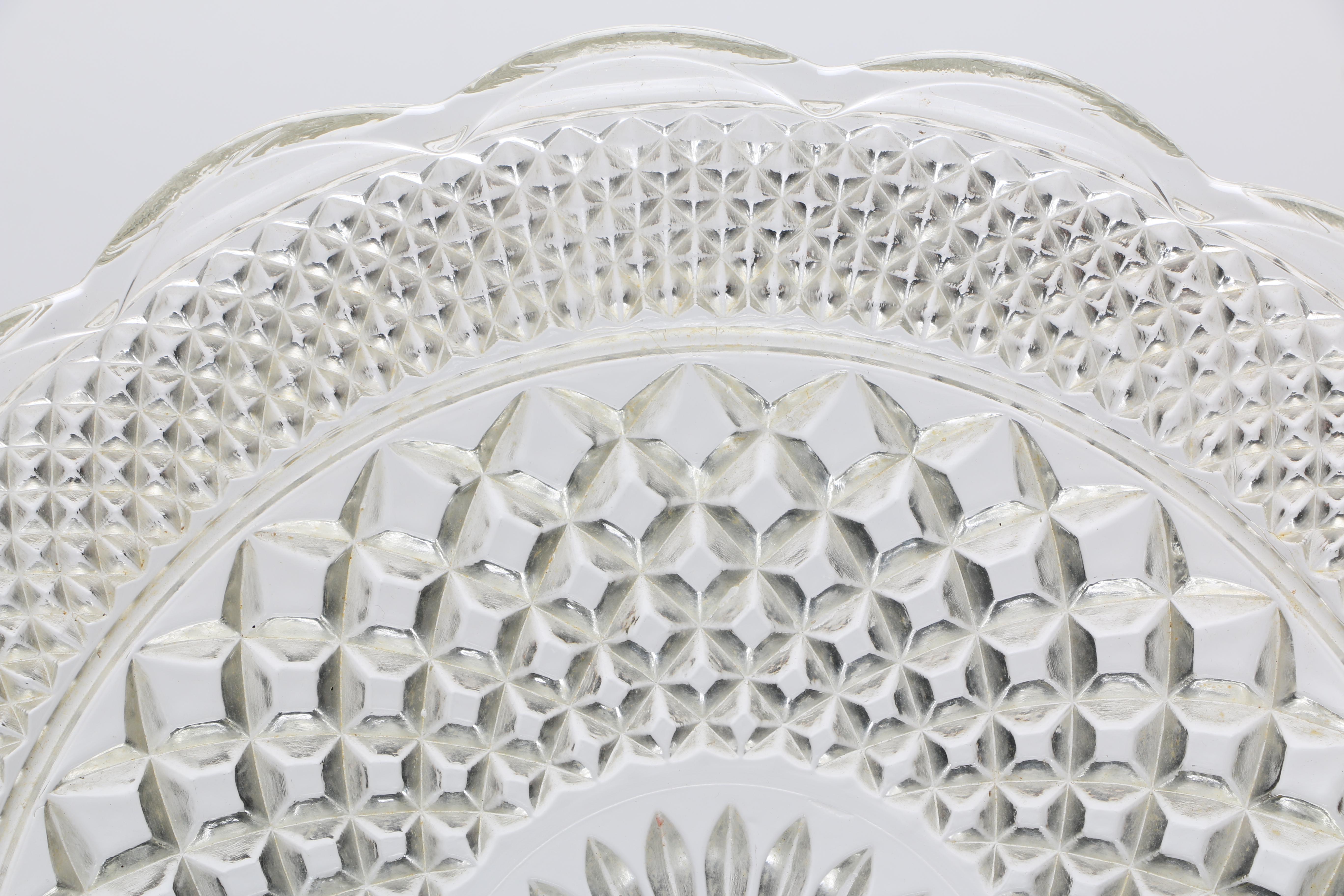 Pressed Glass Platters and Mugs Including "Candlewick"