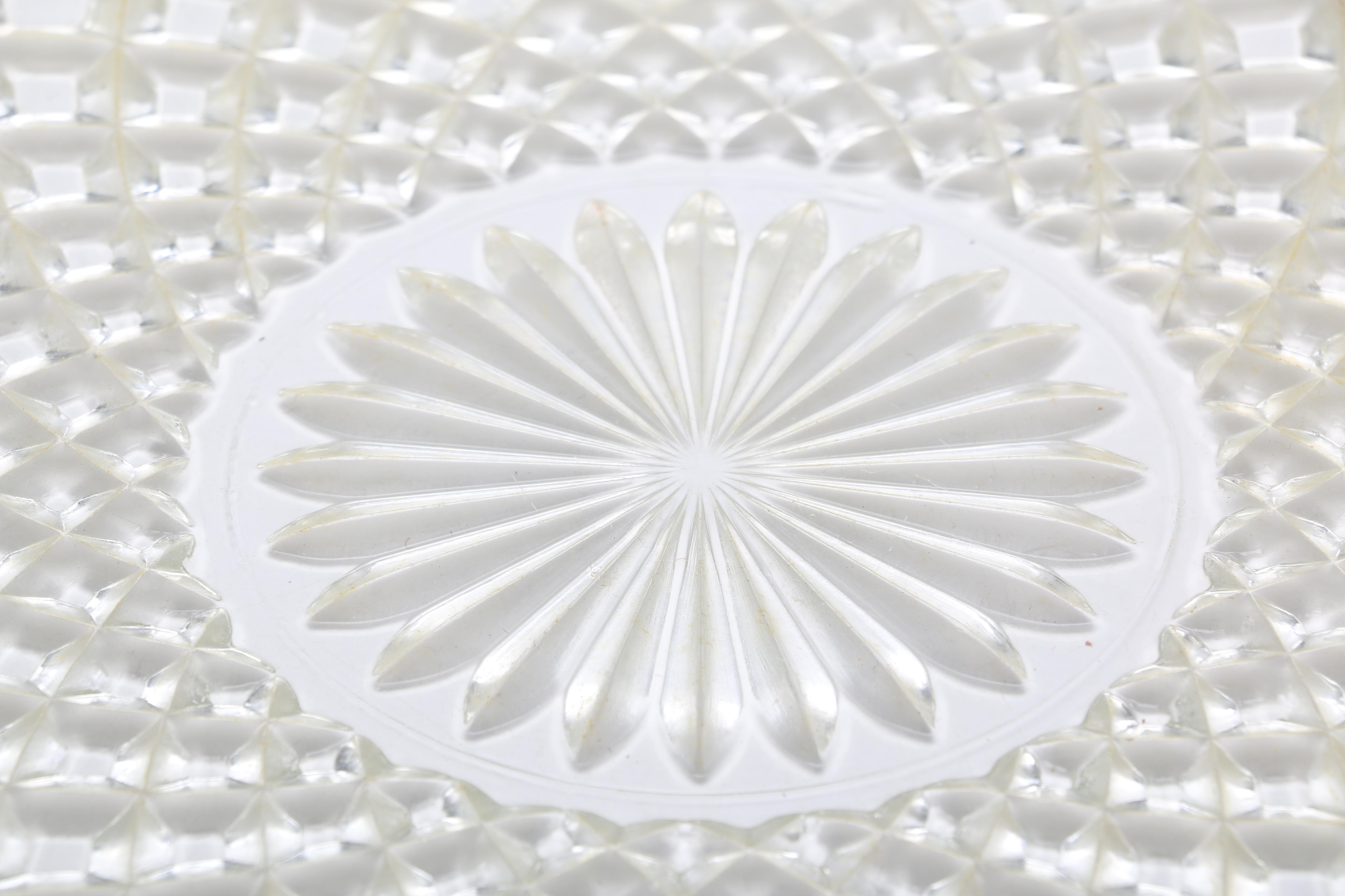 Pressed Glass Platters and Mugs Including "Candlewick"