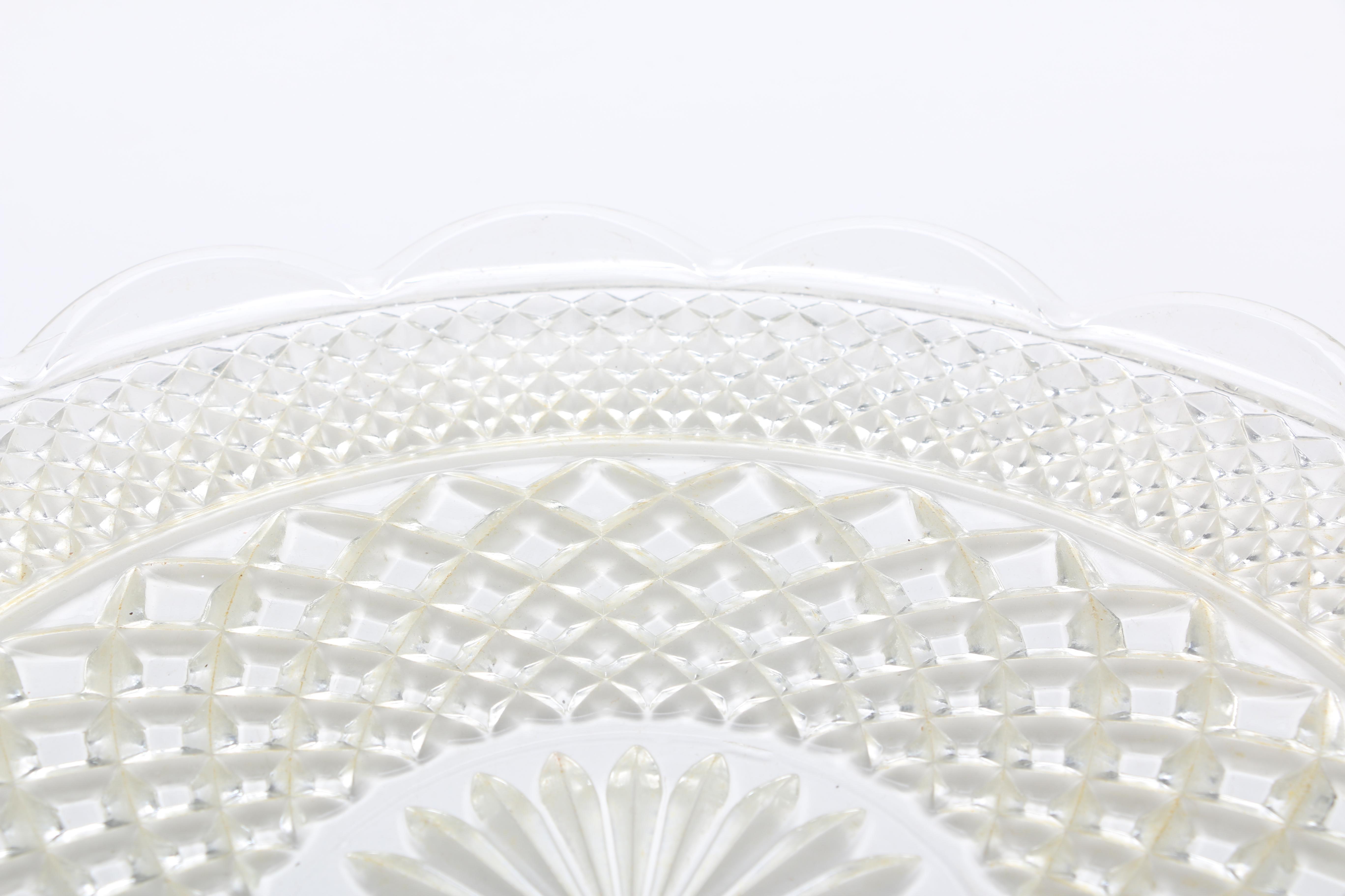 Pressed Glass Platters and Mugs Including "Candlewick"