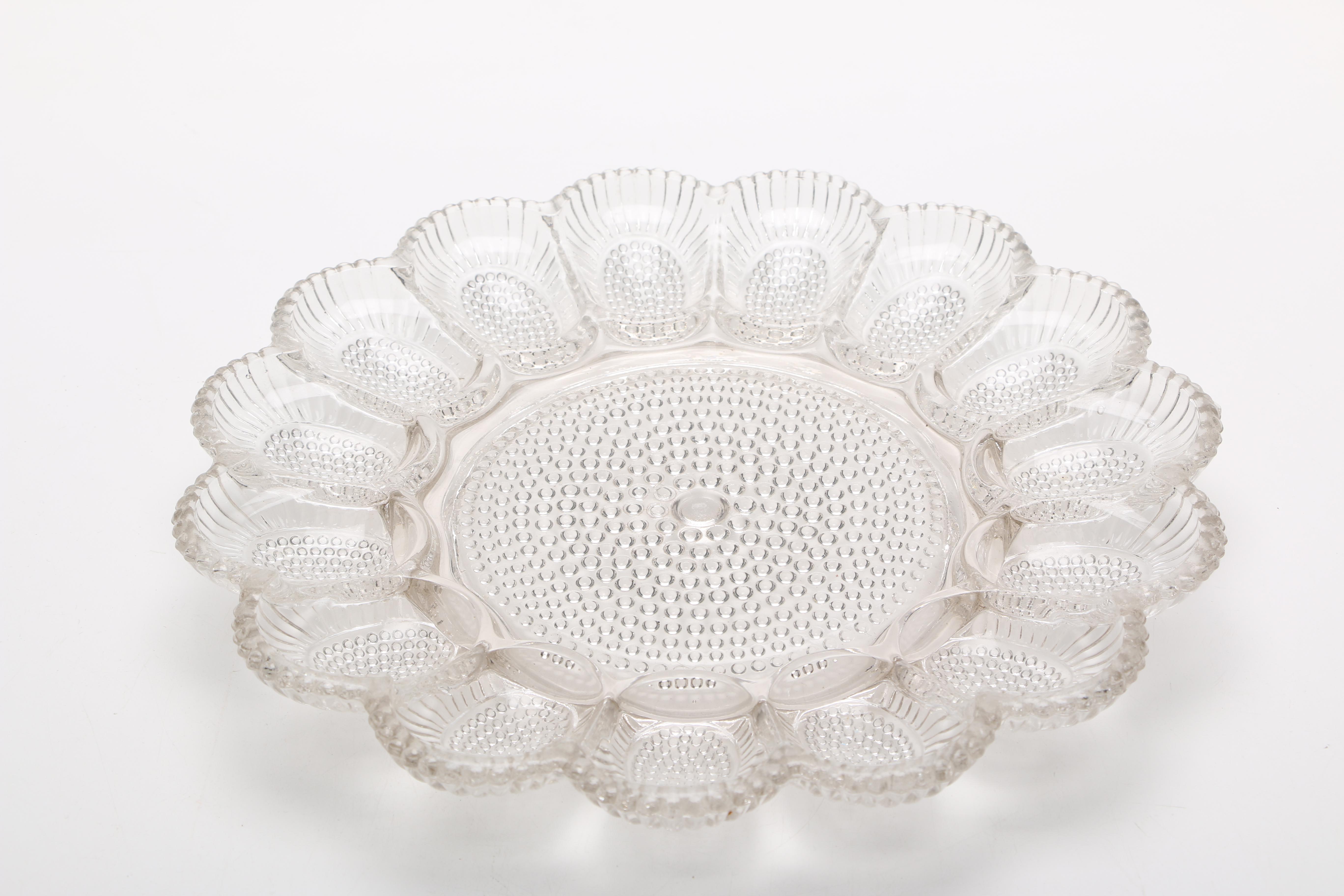 Pressed Glass Platters and Mugs Including "Candlewick"