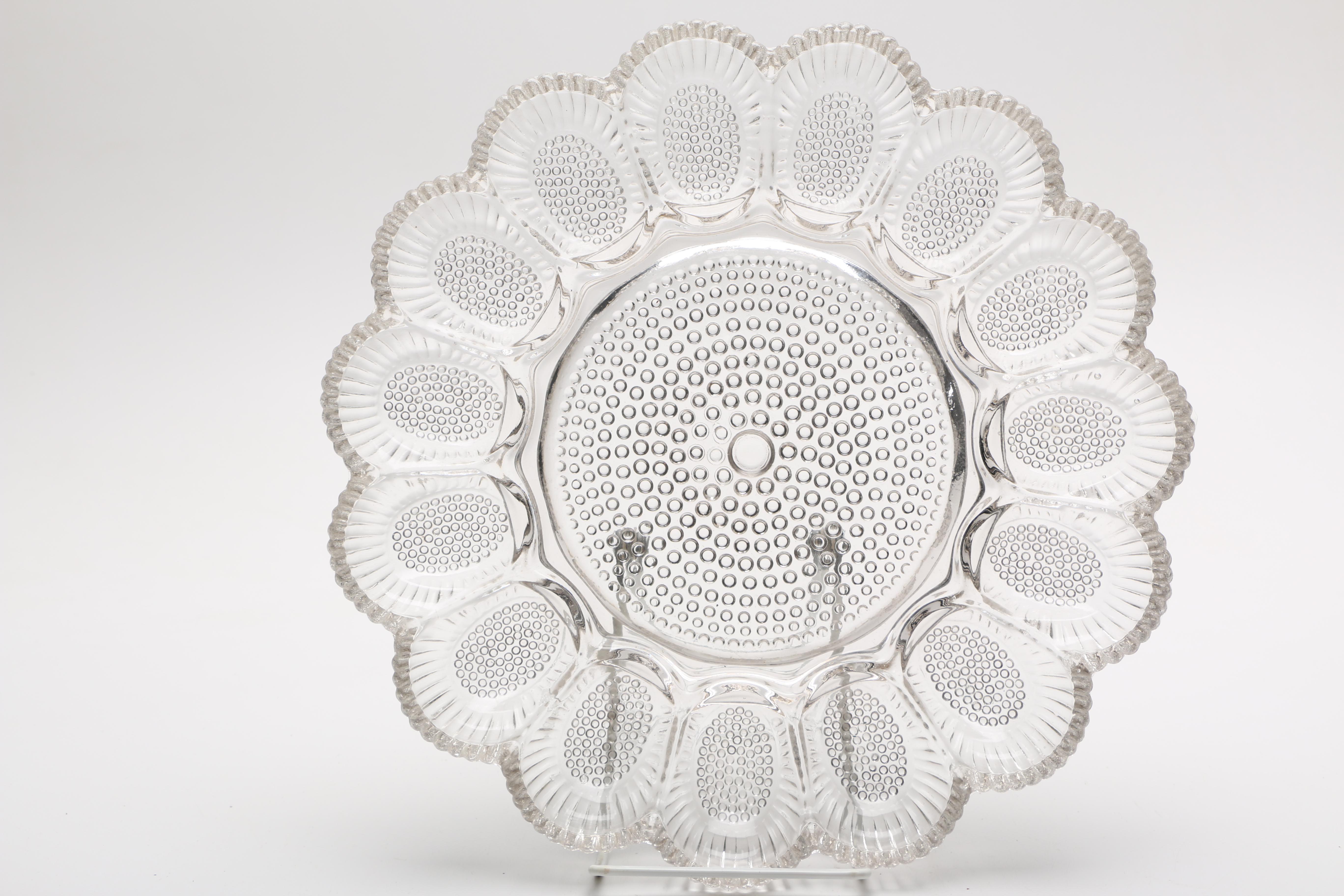 Pressed Glass Platters and Mugs Including "Candlewick"