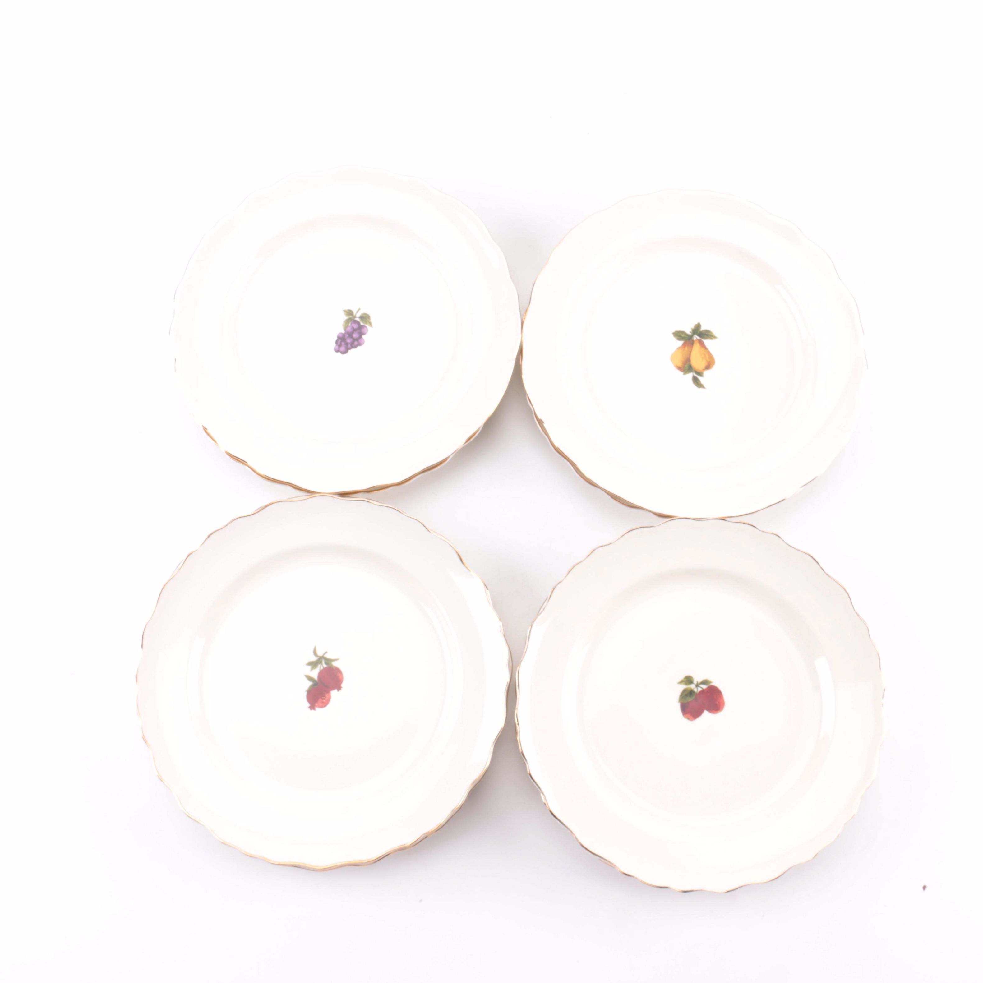 Porcelain Scalloped Fruit Motif Plates